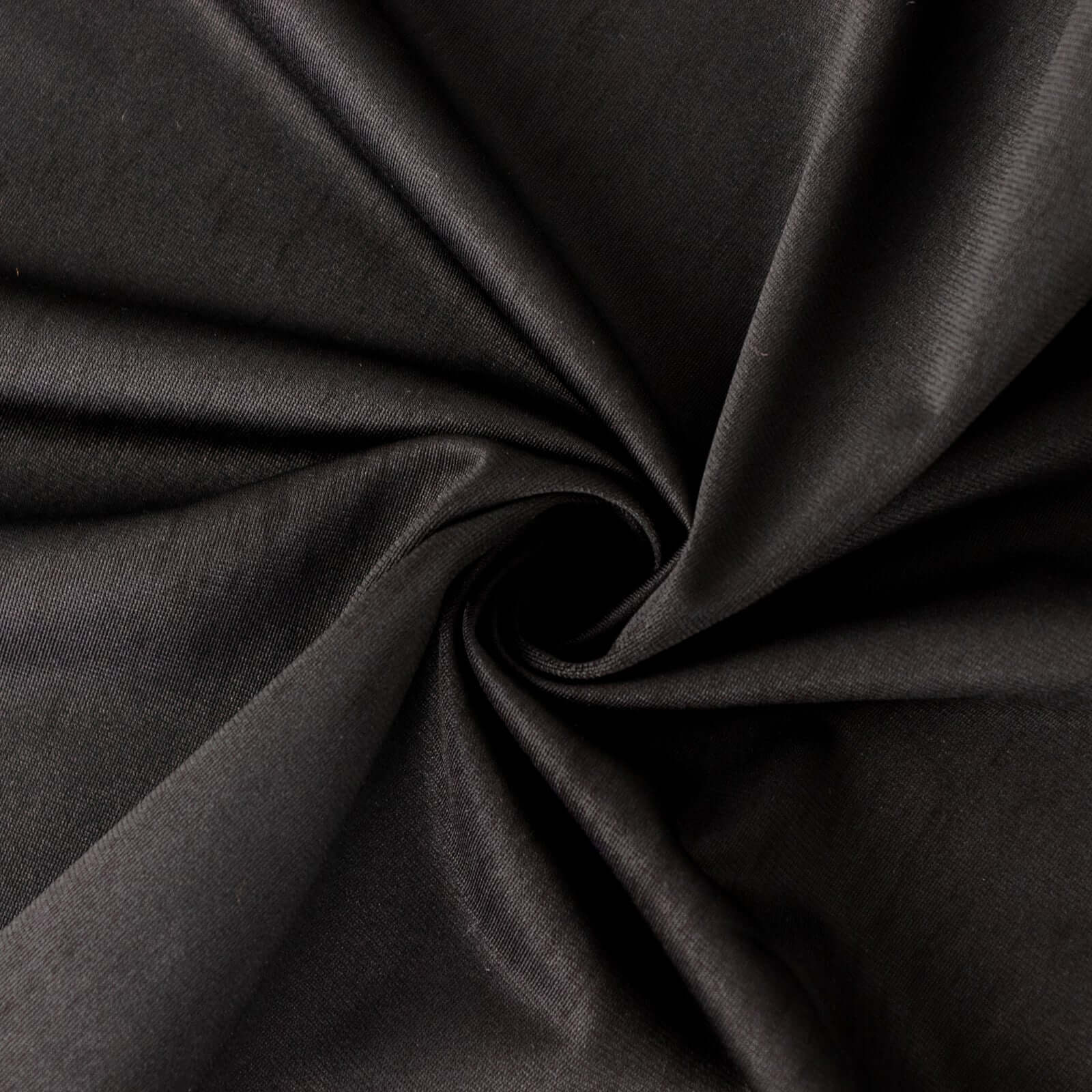 Black 108' Premium Wrinkle-Free & Stain-Resistant Scuba Round Tablecloth for Elegant Events