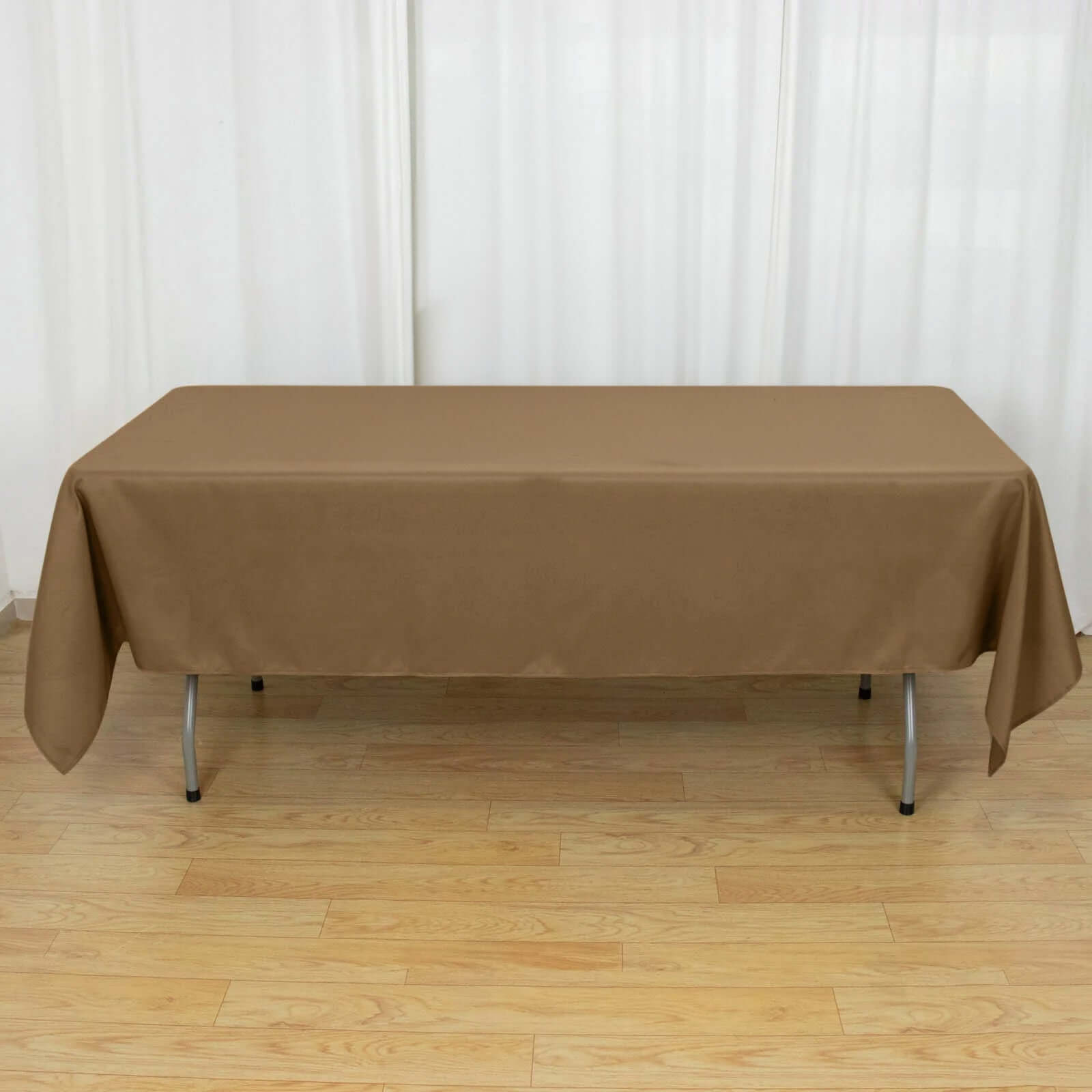 Stylish and Durable Taupe Polyester Rectangle Tablecloth (60x102) - Perfect for Events
