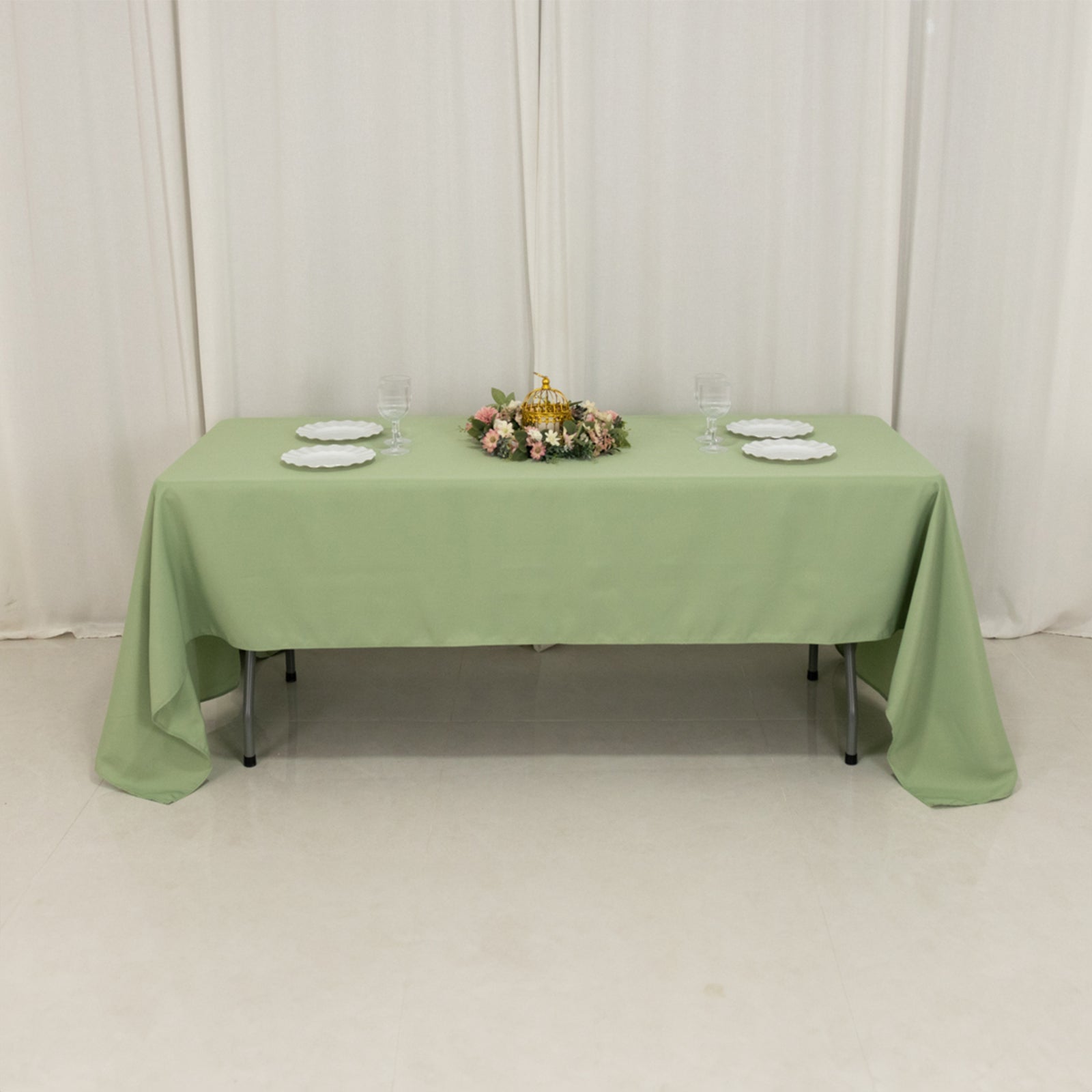 Hot! Sage Green 60x126 Polyester Rectangle Tablecloth - 220GSM Stain-Resistant Finish