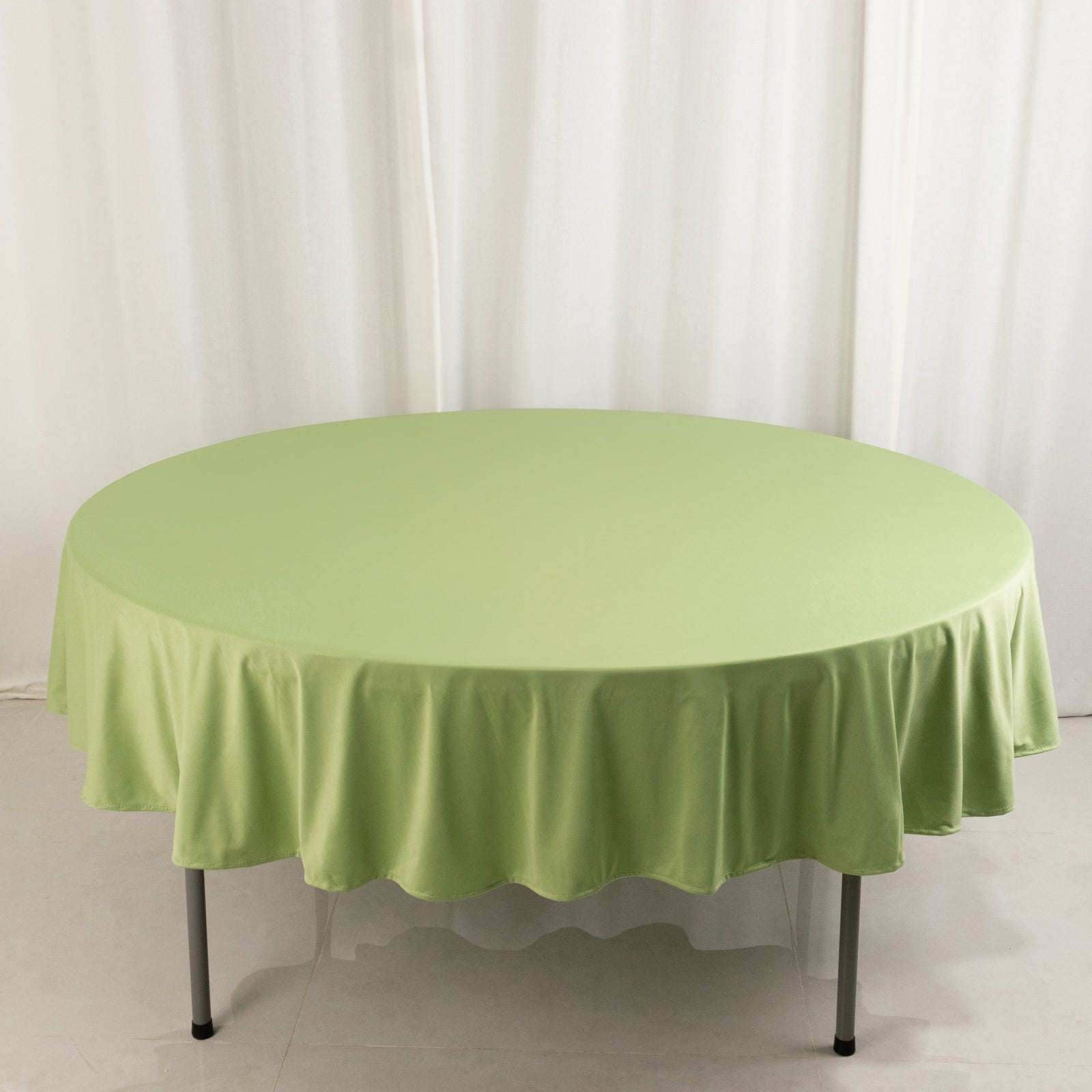 Exclusive Sage Green 90' Round Scuba Tablecloth - Wrinkle & Stain Resistant