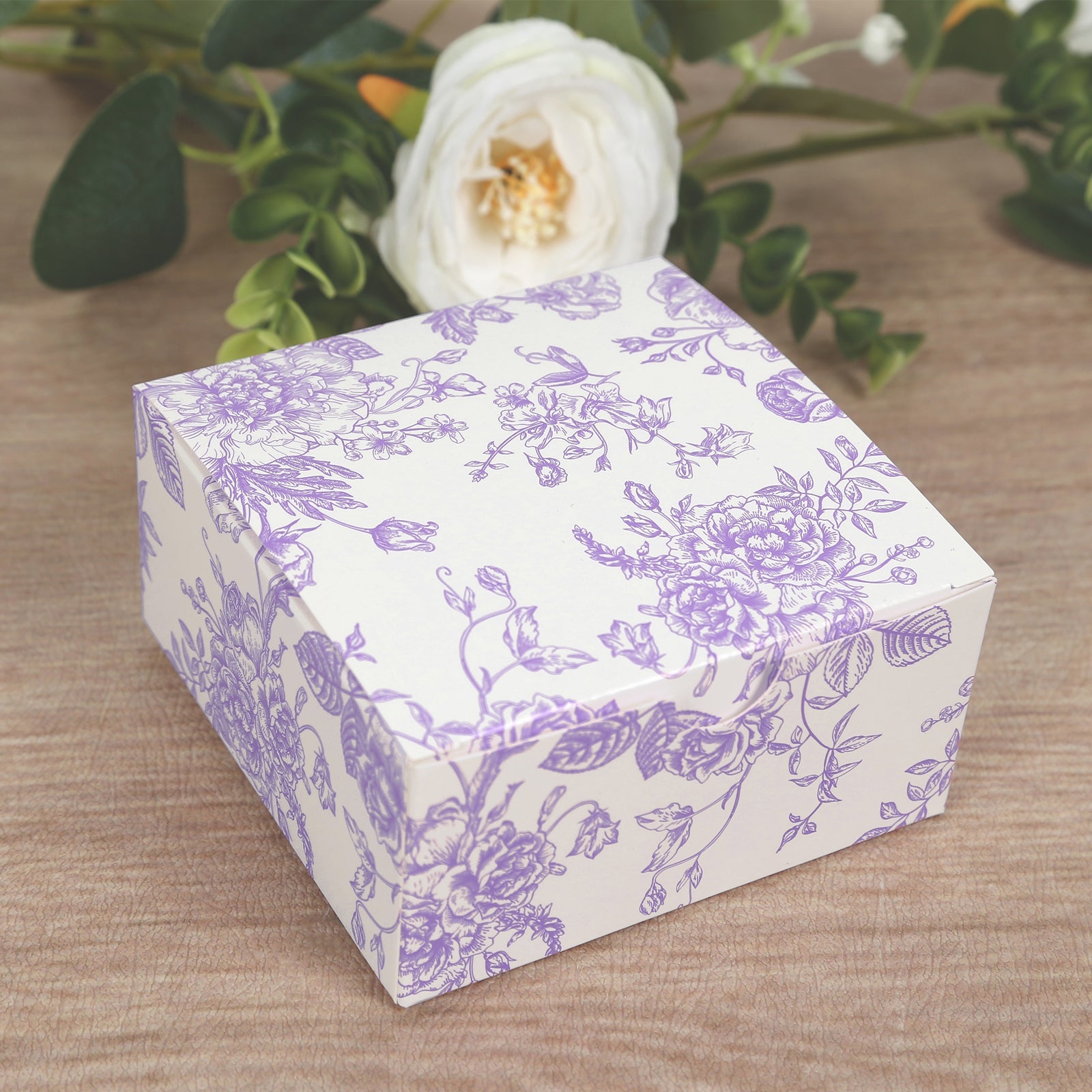 25-Pack French Toile Pattern Party Favors Boxes: Matte Lavender & White Candy Gift Boxes