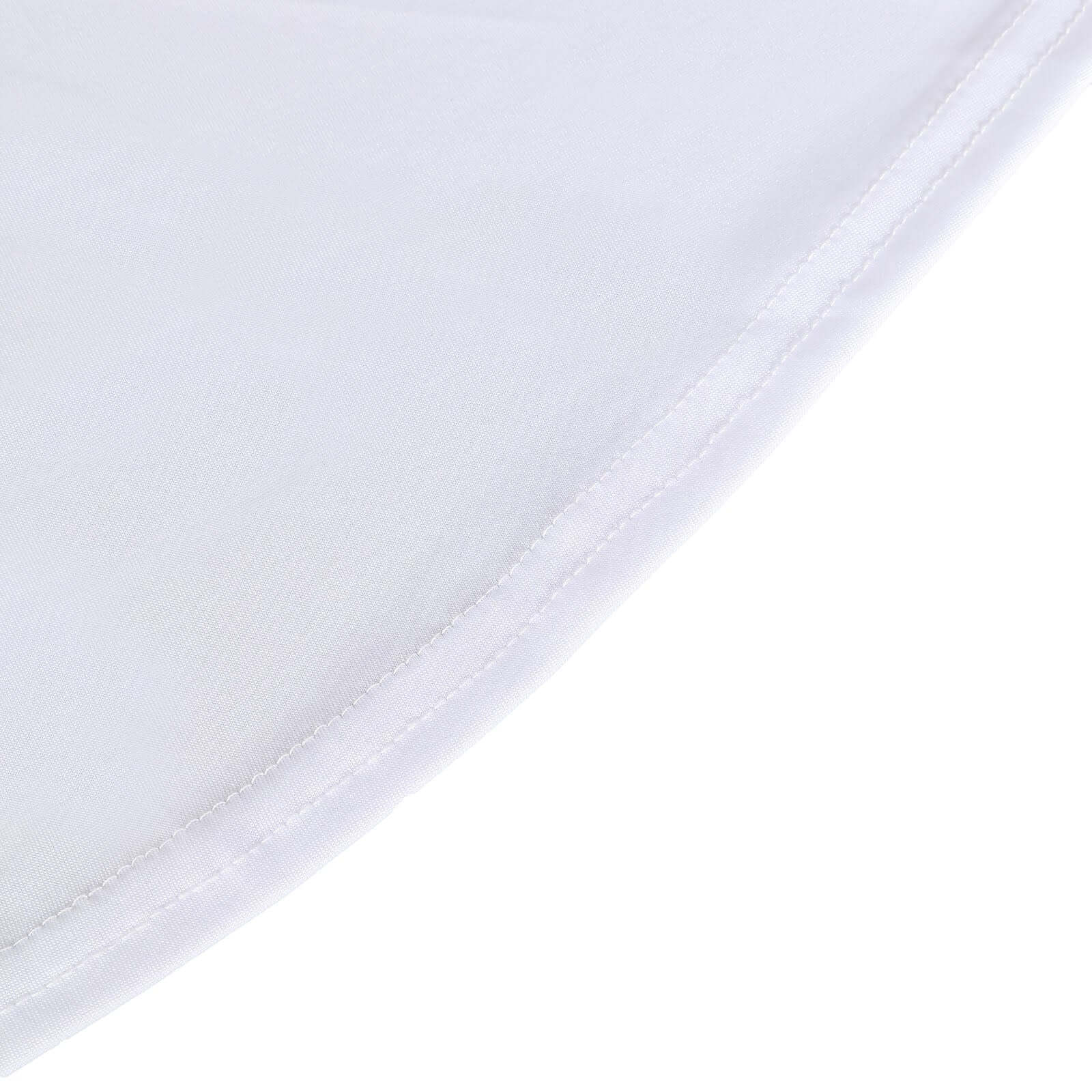 Stylish White Spandex Table Skirt with Wavy Effect for Weddings, Banquets & Trade Shows