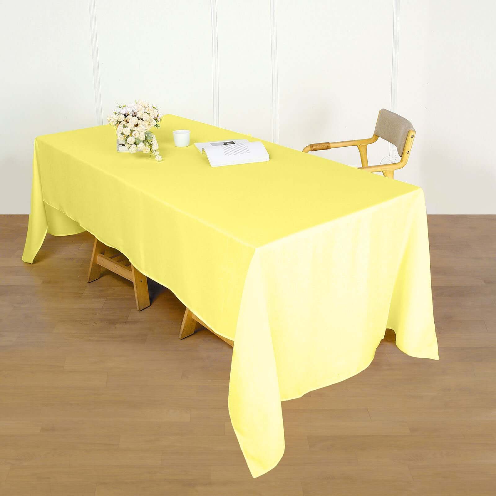 Yellow Wrinkle-Resistant 60x126 Polyester Rectangle Tablecloth - Perfect for Events
