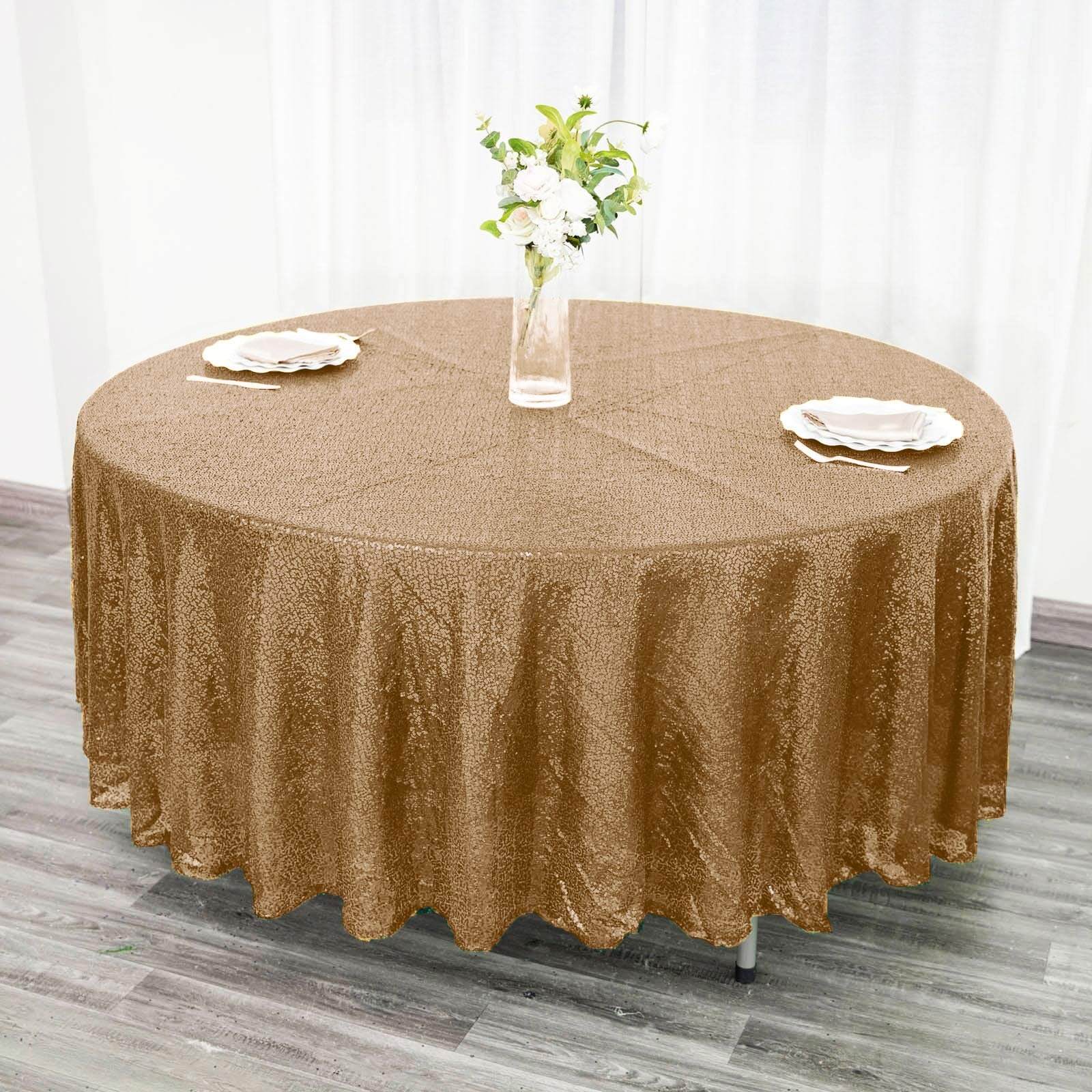Gold Sequin 108 Round Tablecloth - Ideal for Glam Events
