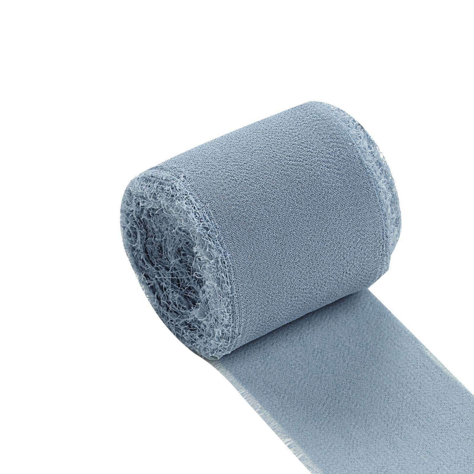 2-Pack 6-Yard Dusty Blue Silk-like Chiffon Linen Ribbon Rolls for Wedding, Gifts & Crafts
