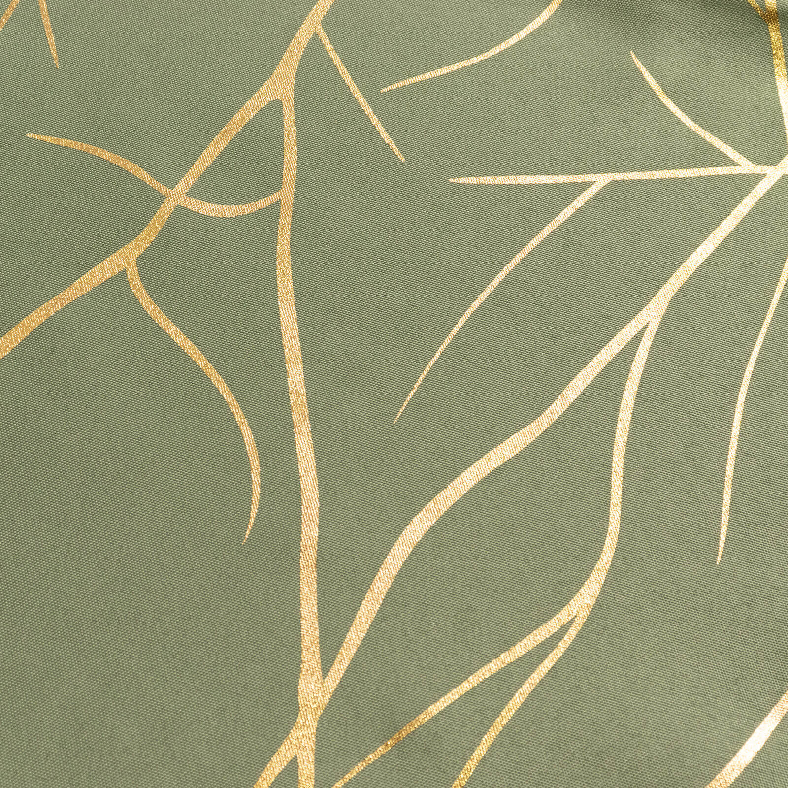 Exclusive! Wrinkle-Resistant 120" Polyester Round Tablecloth in Dusty Sage Green with Gold Foil Tree Branch for Classy Events
