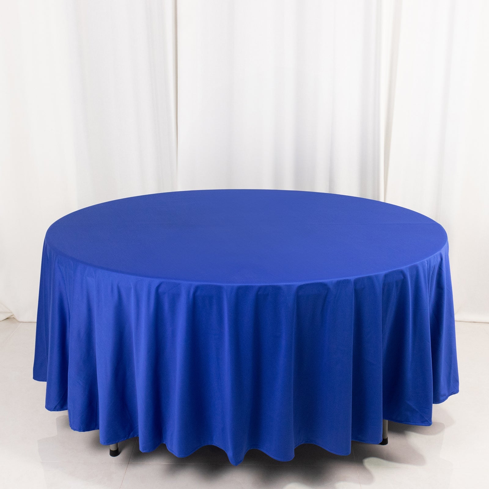 Premium Royal Blue 108" Round Scuba Tablecloth - Wrinkle & Stain Free, Ideal for Events