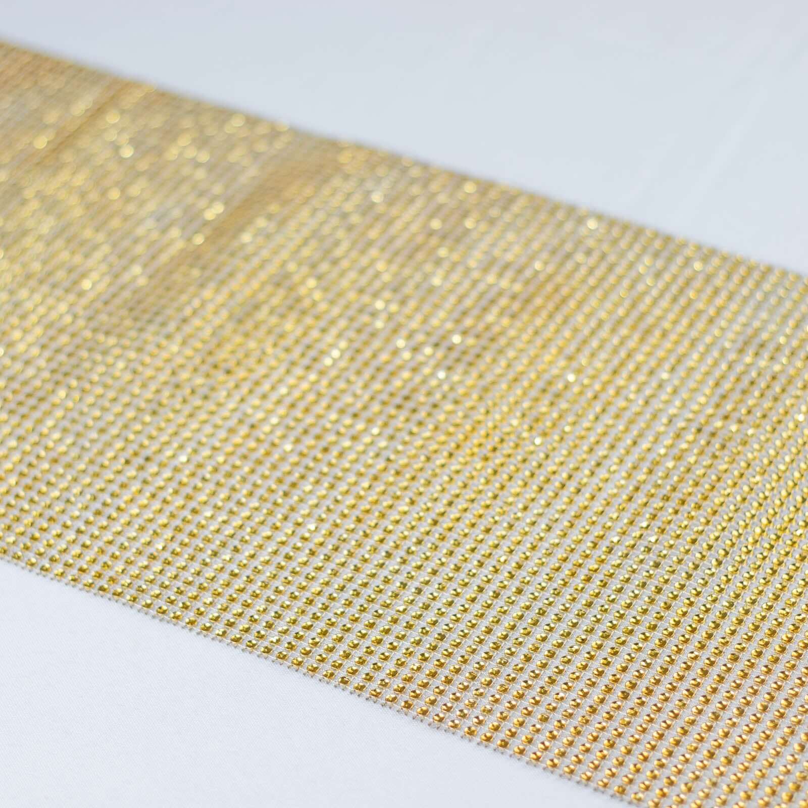 Hot Sale! 10x108 Gold Plastic Table Runner with Luxurious Diamond Mesh Shine