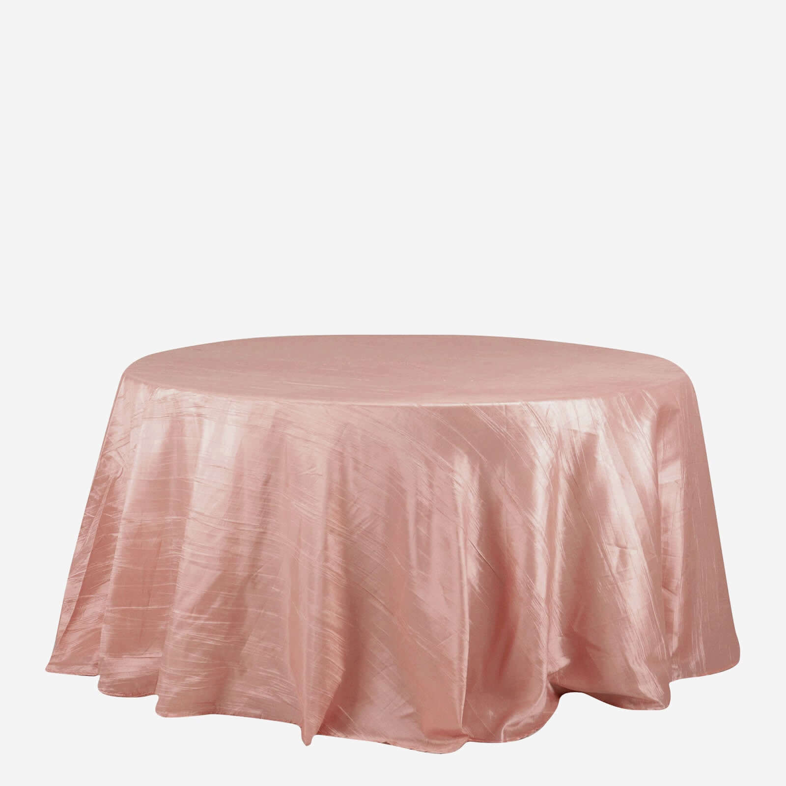 Hot Sale! Seamless Accordion Crinkle Dusty Rose Taffeta 132 Round Tablecloth for Events