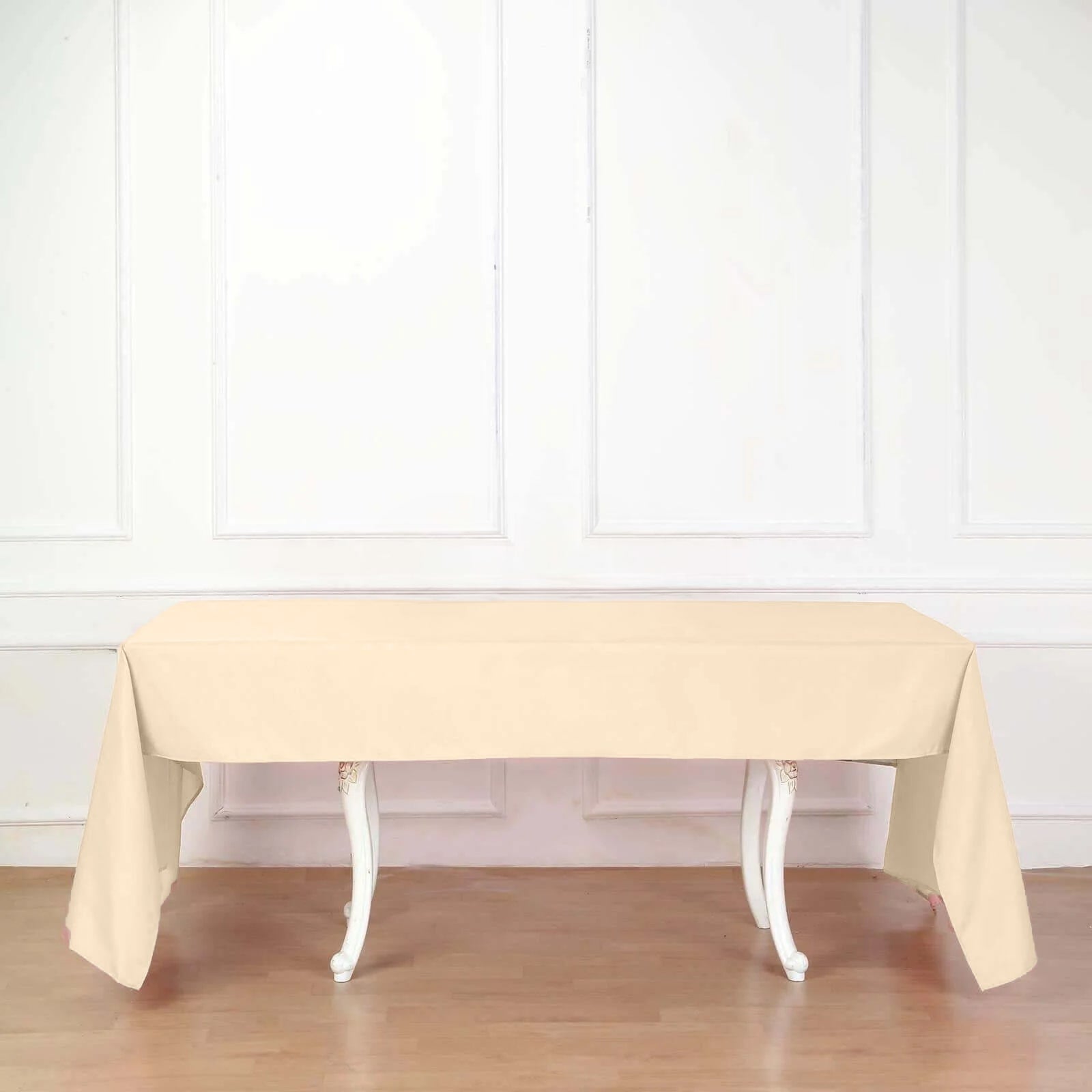 Beige 60x126 Wrinkle-Resistant Polyester Rectangle Tablecloth