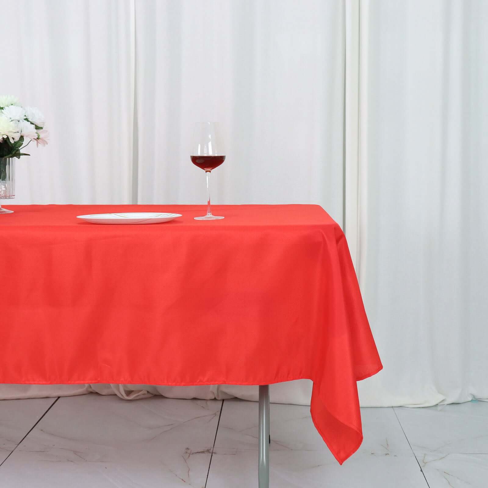 Hot Sale! Wrinkle-Resistant Red Polyester Rectangle Tablecloth, 54x96 for Various Events