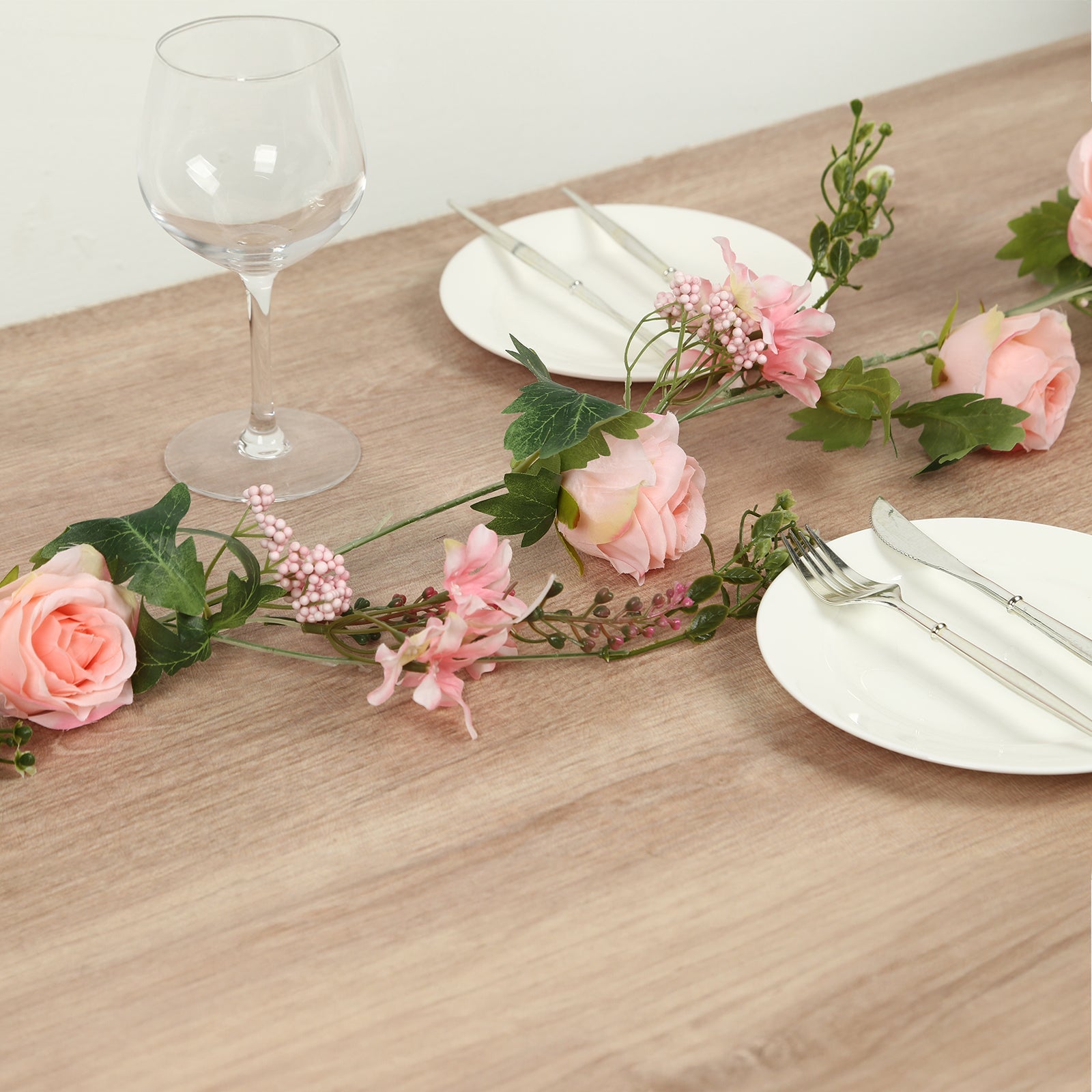 Hot Sale! 6ft Artificial Blush Silk Rose and Peony Flower Garland with Greenery for Decor