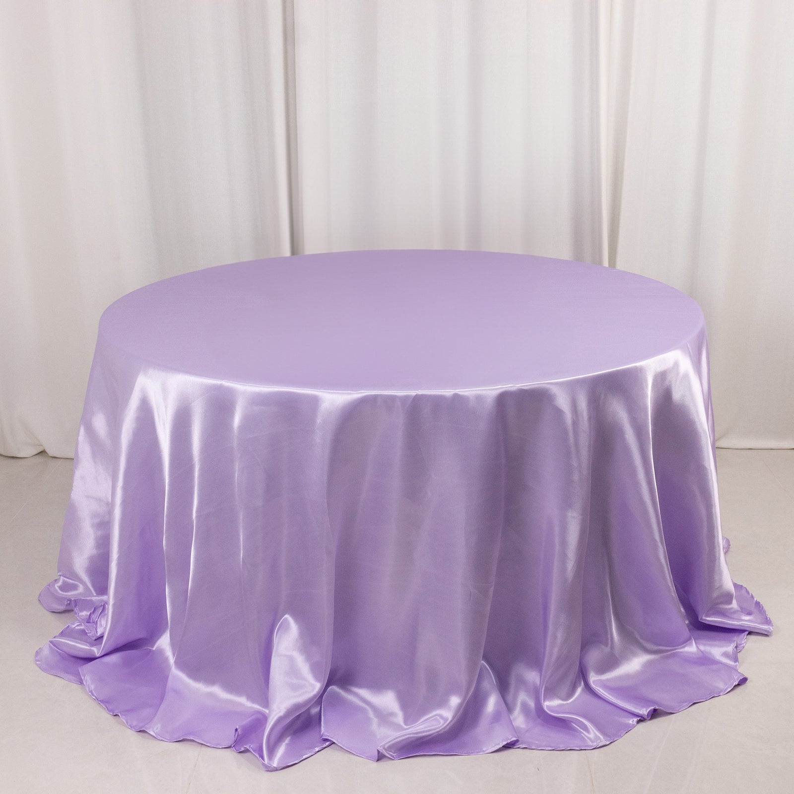 Lavender Lilac Satin Round Tablecloth - 132" Stylish Seamless Cover