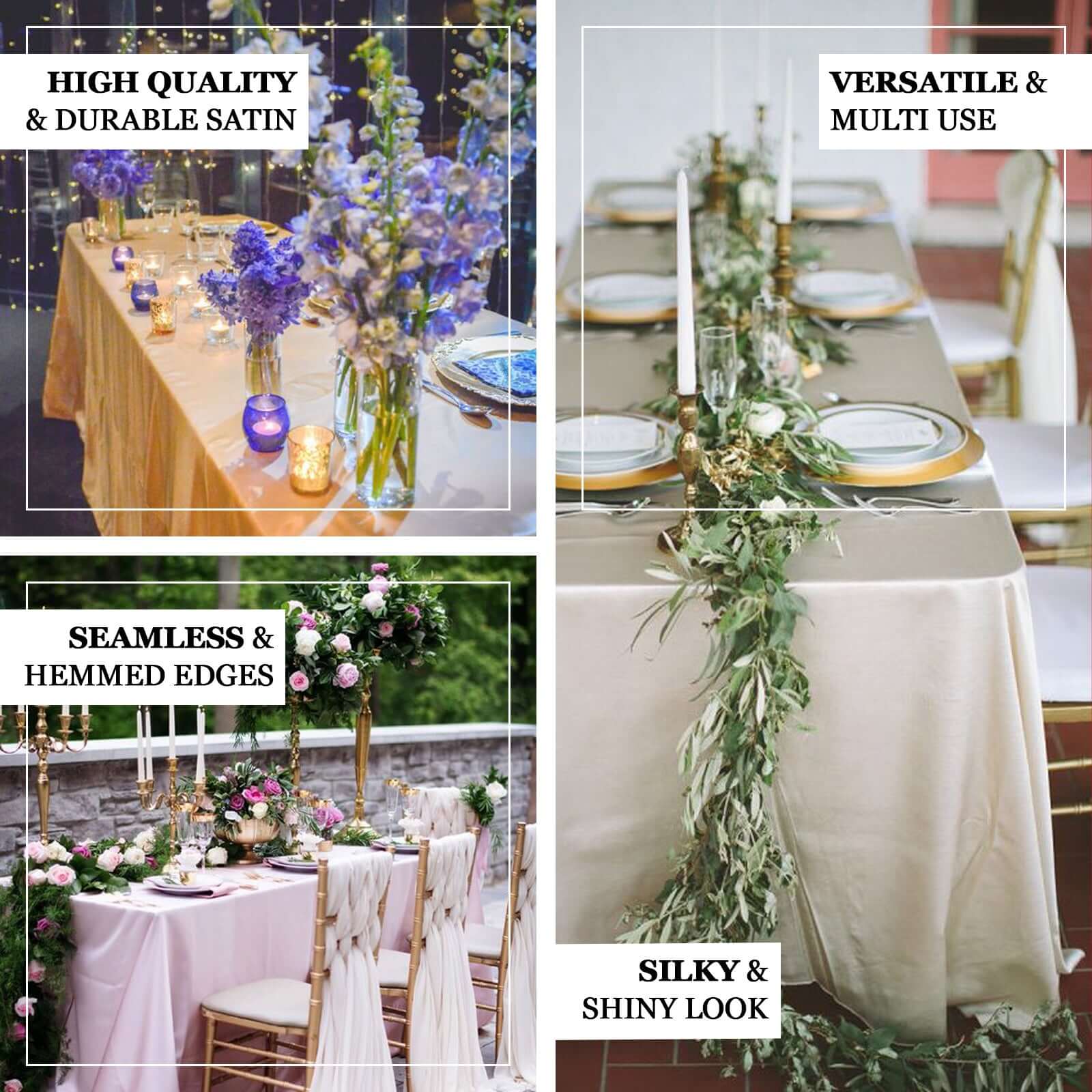 Exclusive Burgundy Satin 90x132 Seamless Rectangular Tablecloth