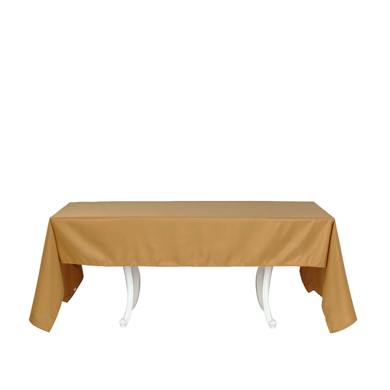 Hot! Wrinkle-Resistant Gold Polyester 60x126 Rectangle Tablecloth for Weddings & Parties