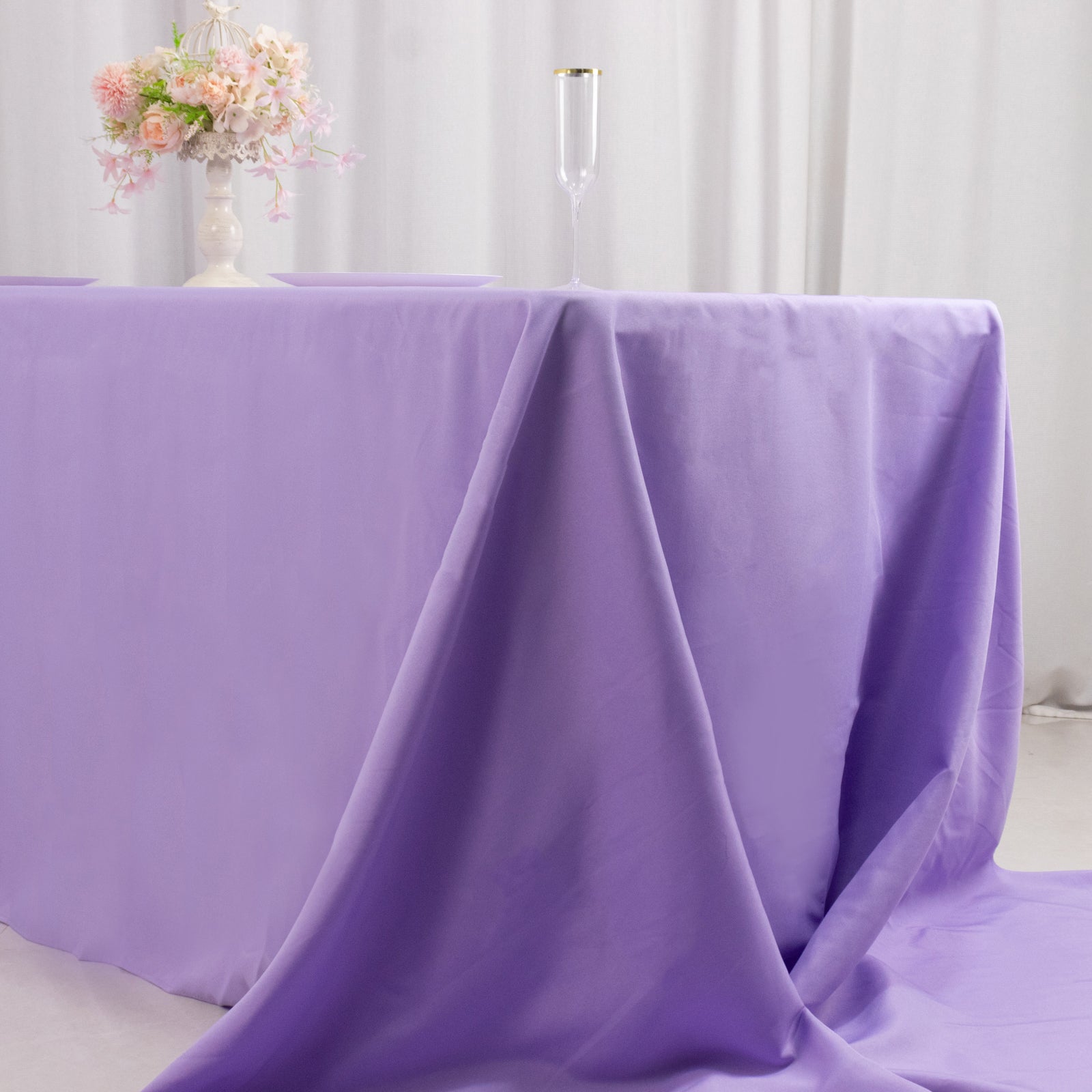 Seamless 220GSM Stain-Resistant Lavender Lilac Premium Polyester Rectangle Tablecloth 90x156