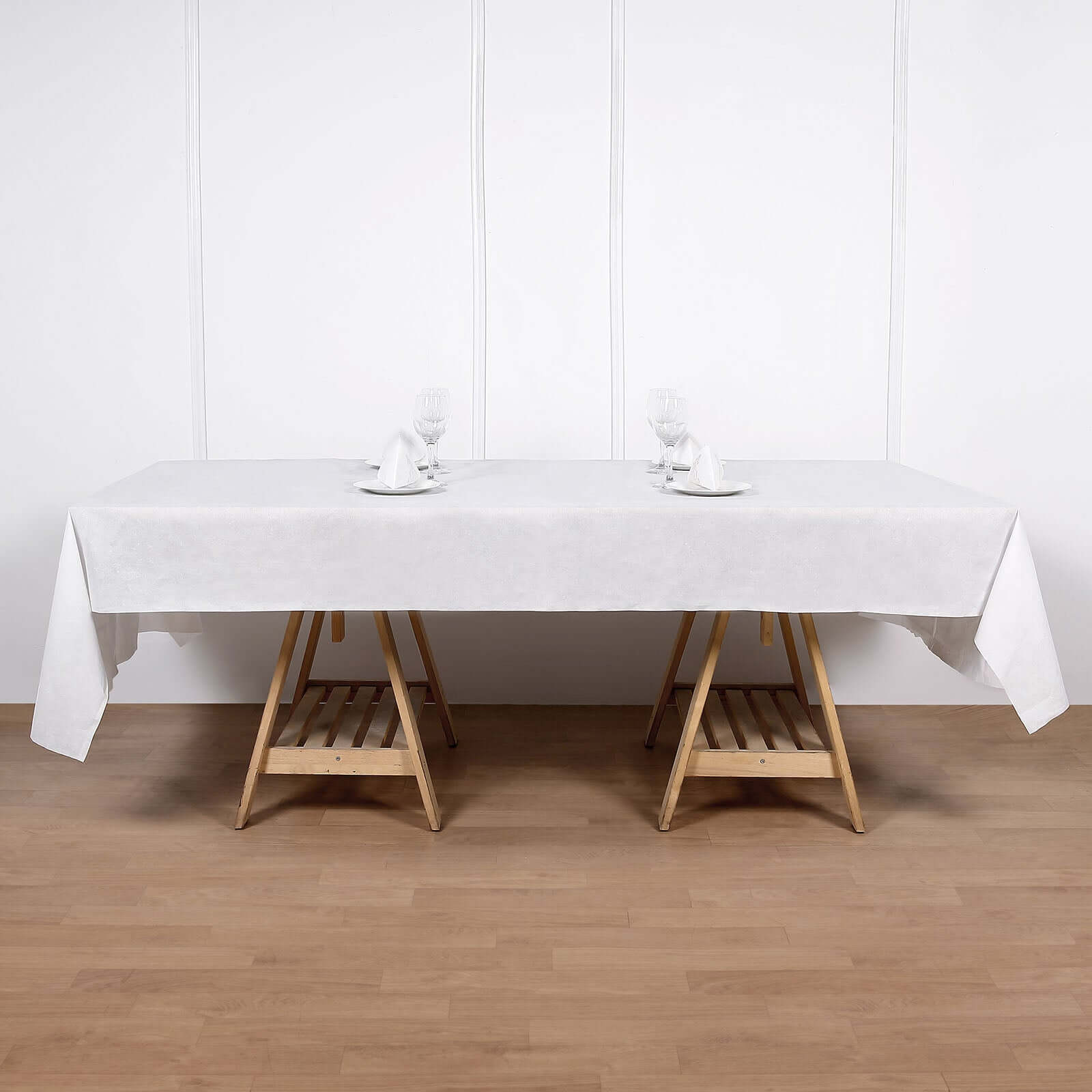 Disposable White Airlaid Rectangle Tablecloth 50x108 - Linen - Like for Easy Cleanup