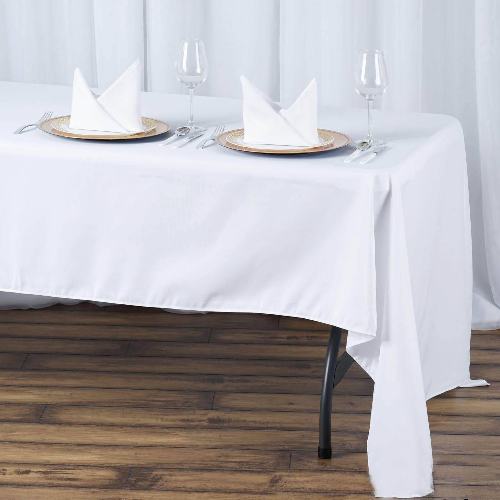 Special Offer! White 60x126 Rectangle Premium Polyester Tablecloth - 220GSM Stain-Resistant for Events