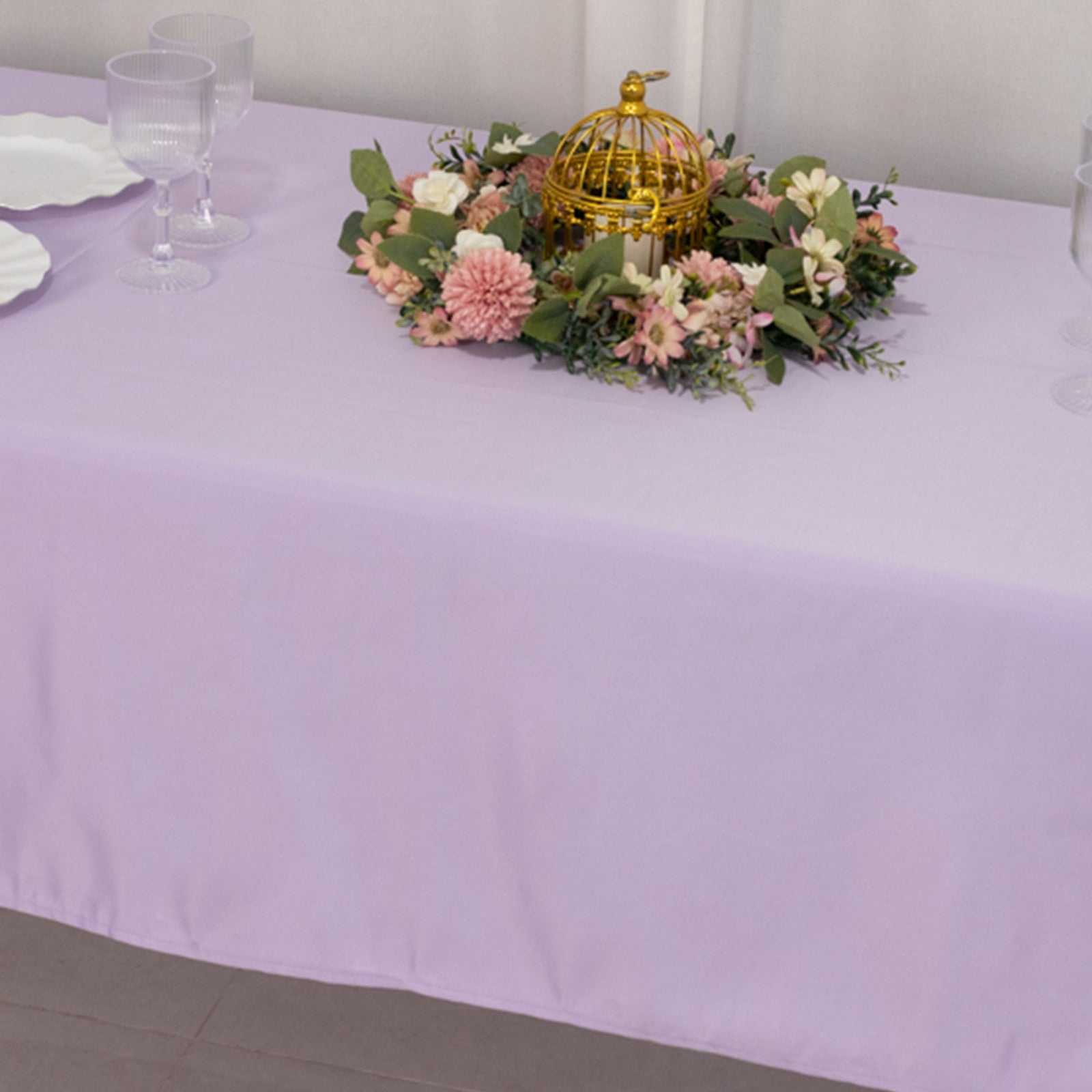 Lavender Lilac Lamour Satin Rectangle Tablecloth - 60x102, Durable & Soft