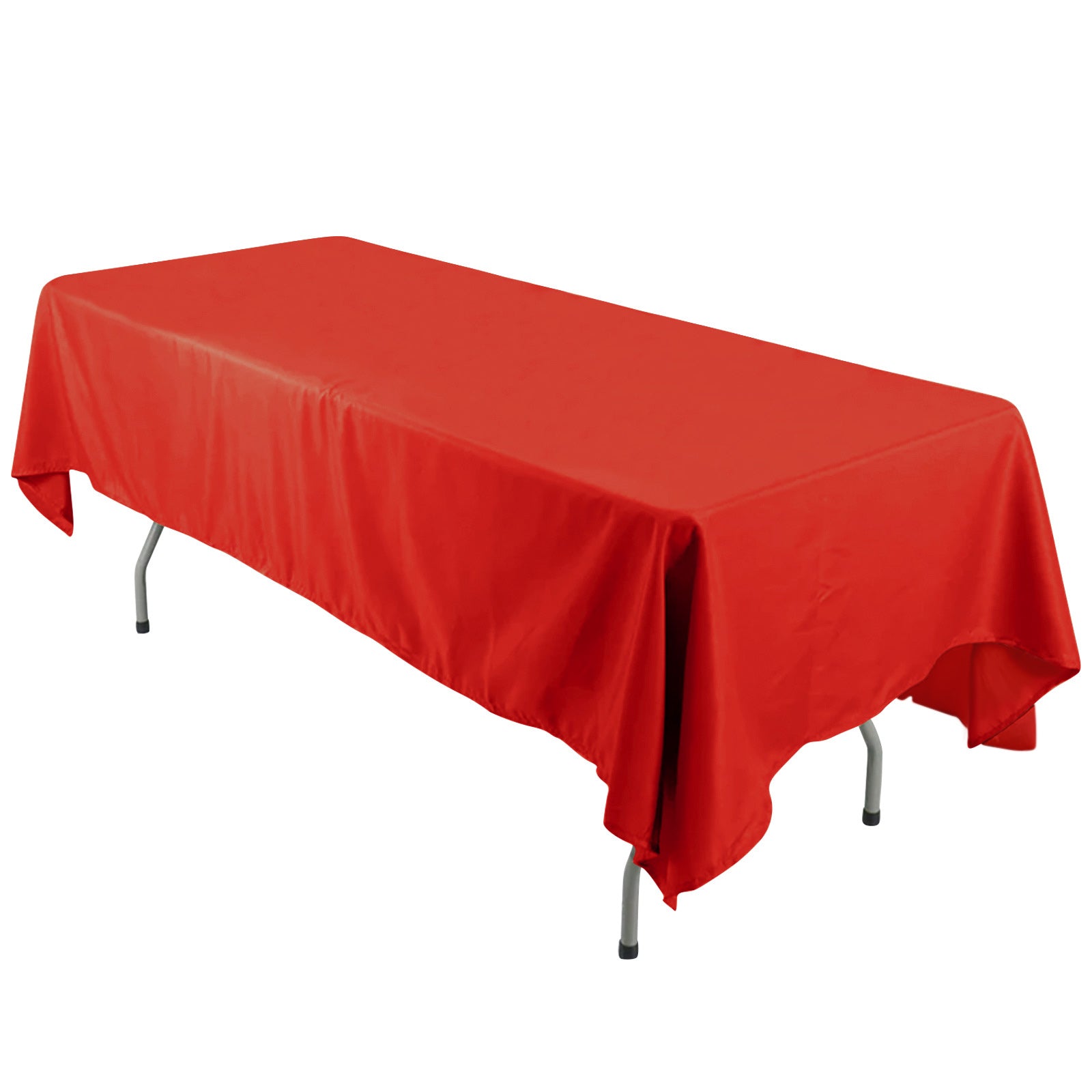 Red Polyester Rectangle Tablecloth 60x126 - Wrinkle-Resistant, Ideal for Various Events