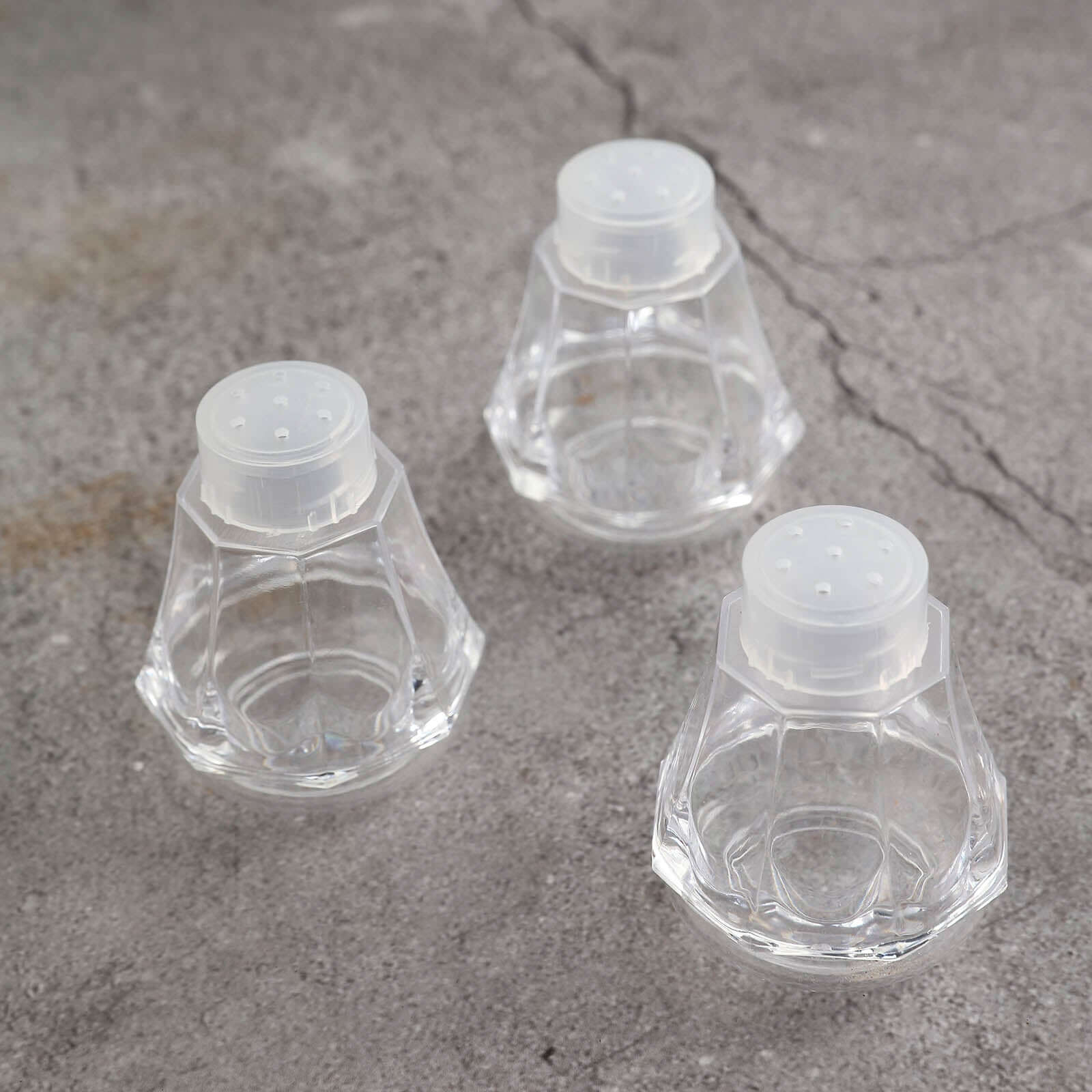 Set of 12 Clear 2.5-Inch Plastic Salt and Pepper Shakers for Party Gifts