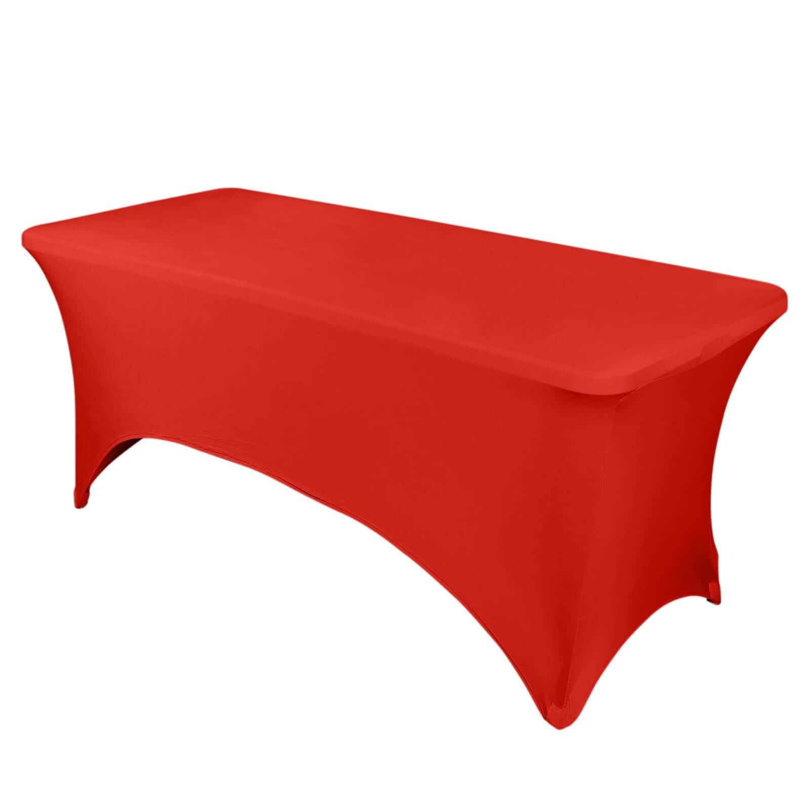 Hot Deal! Durable Red Spandex Stretch Table Cover for 8-Foot Rectangle Tables