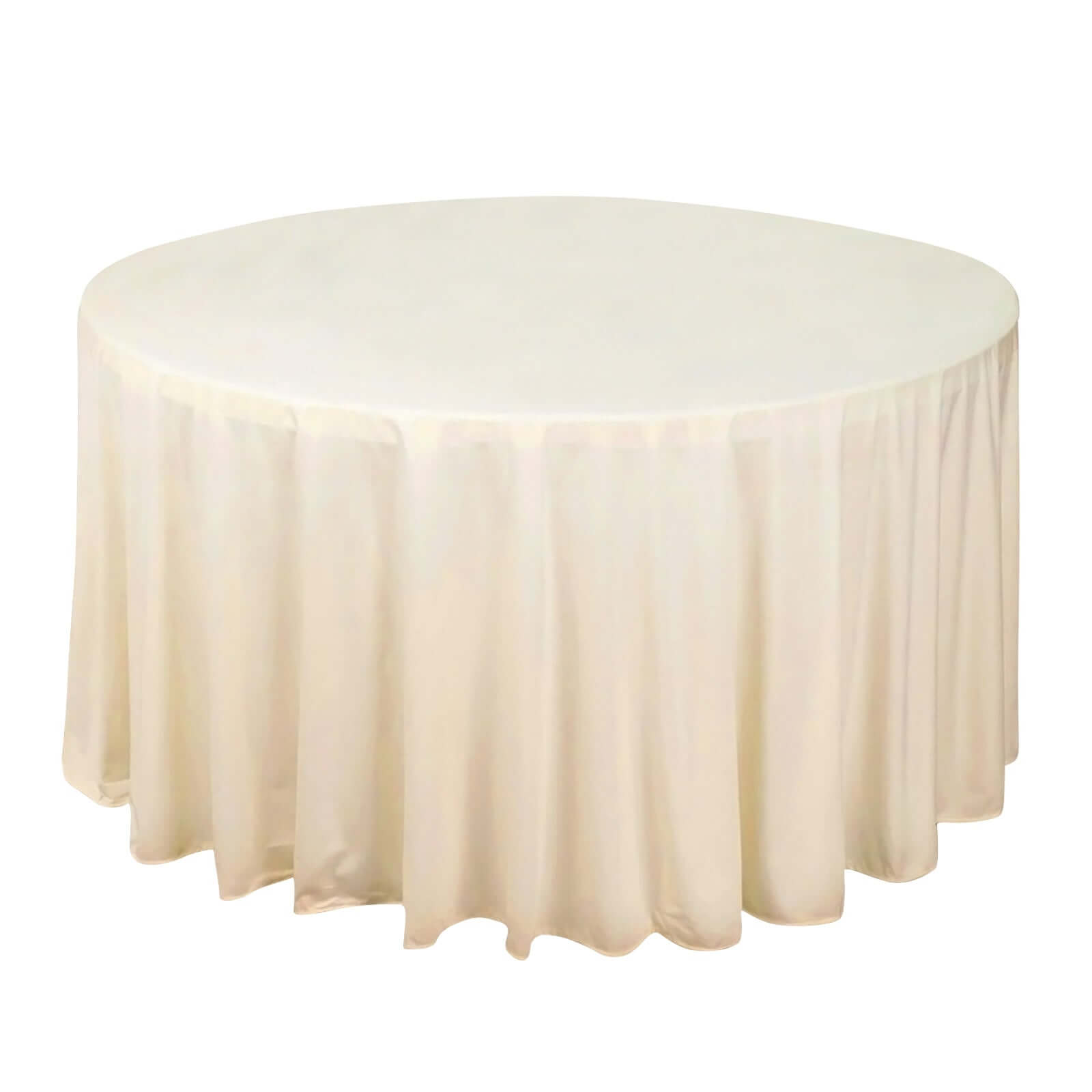 Premium Beige 120' Scuba Round Tablecloth - Wrinkle & Stain Free
