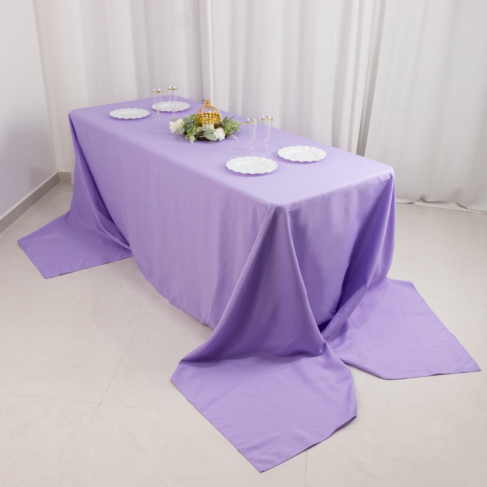 Seamless 220GSM Stain-Resistant Lavender Lilac Premium Polyester Rectangle Tablecloth 90x156