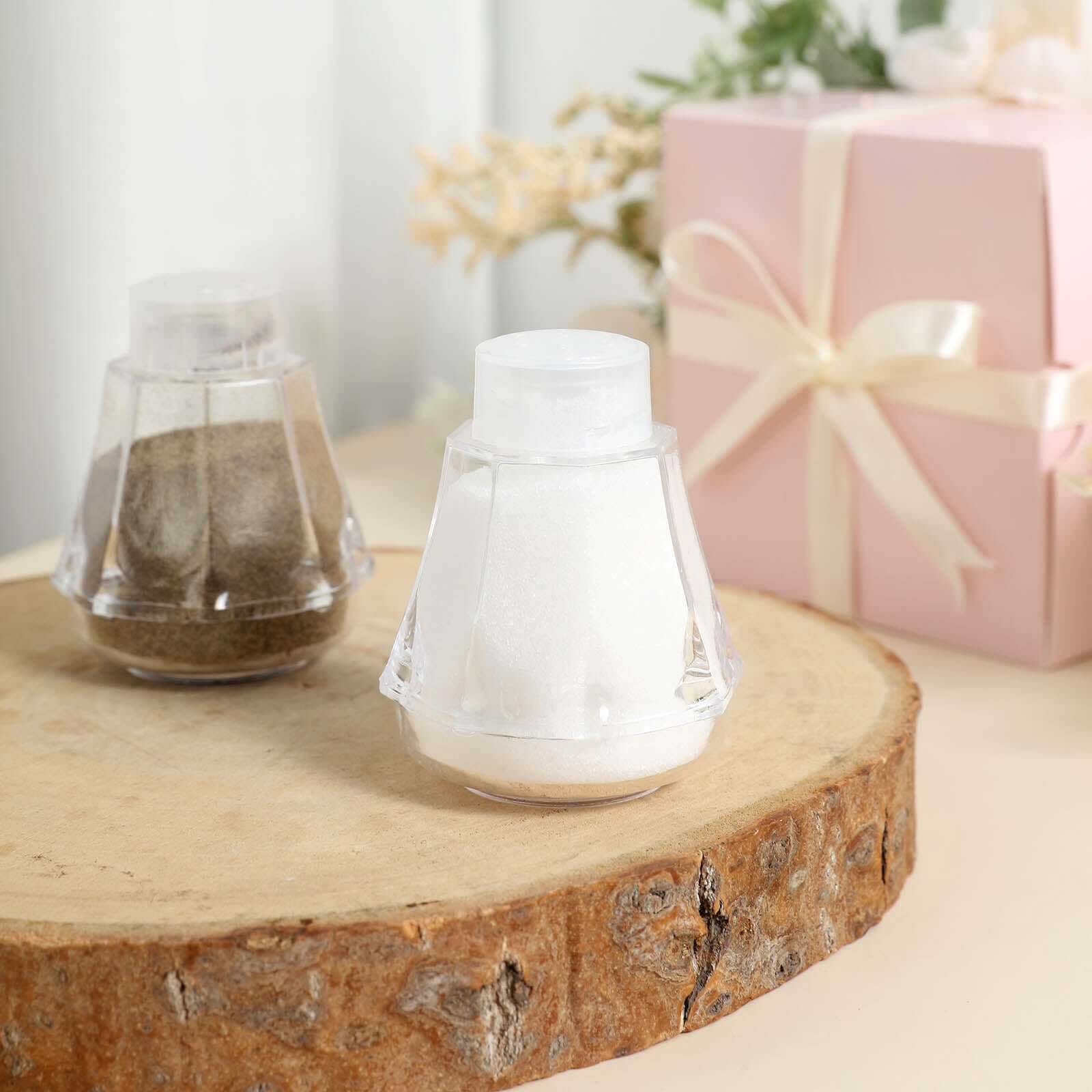 Set of 12 Clear 2.5-Inch Plastic Salt and Pepper Shakers for Party Gifts