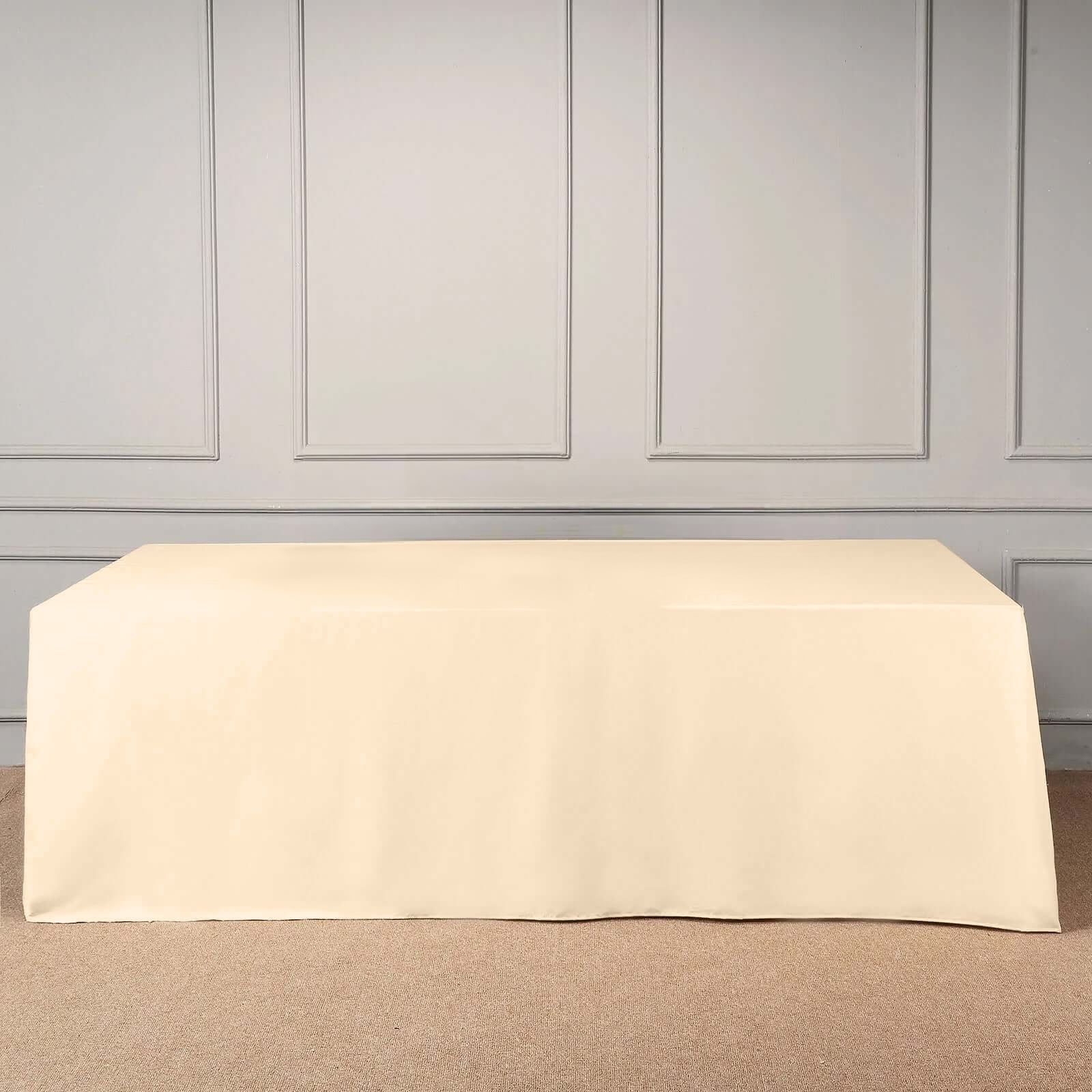Beige Seamless Wrinkle-Resistant Polyester Rectangle Tablecloth 90x156 - Great Value!