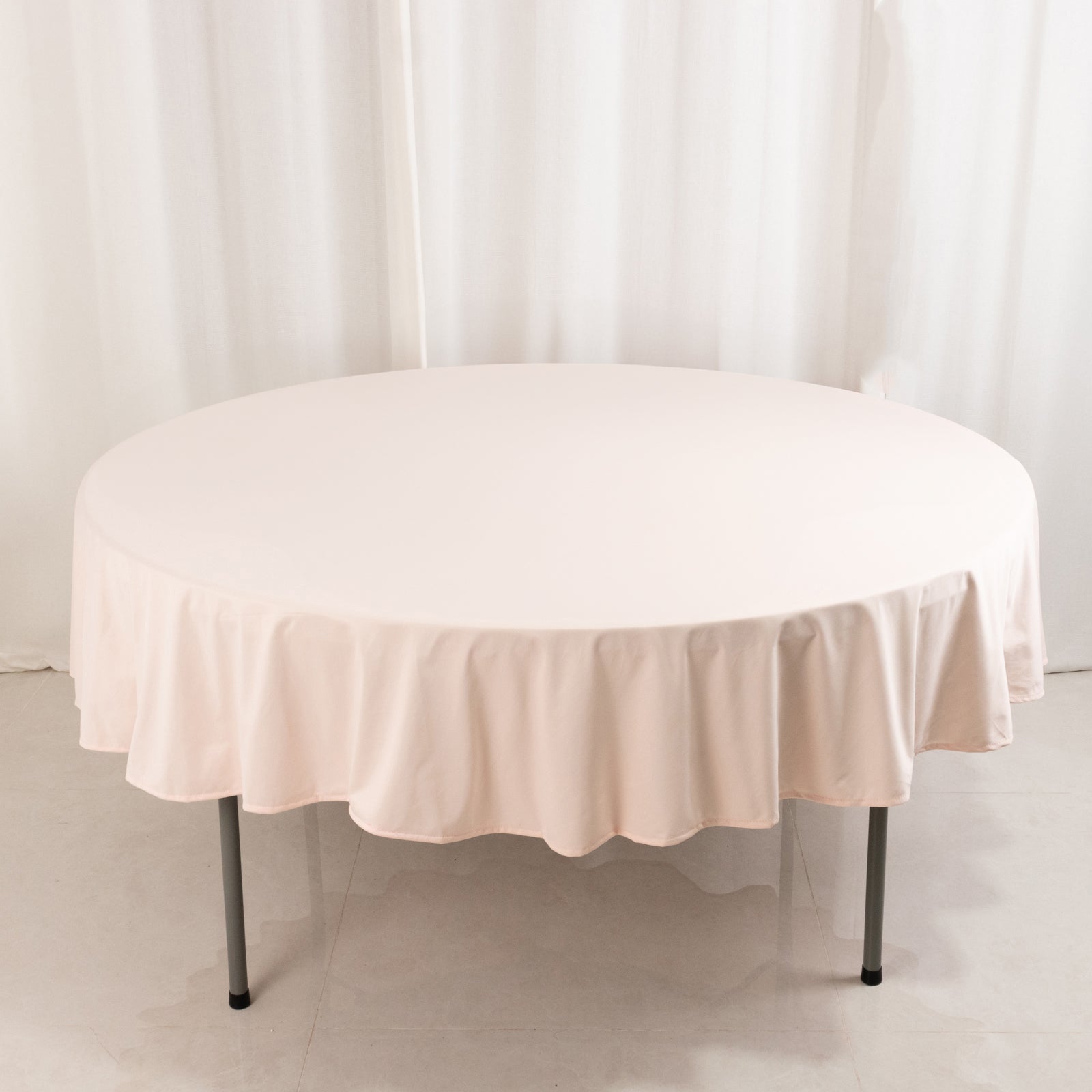 Blush Premium 90' Round Scuba Tablecloth - Stain & Wrinkle Resistant