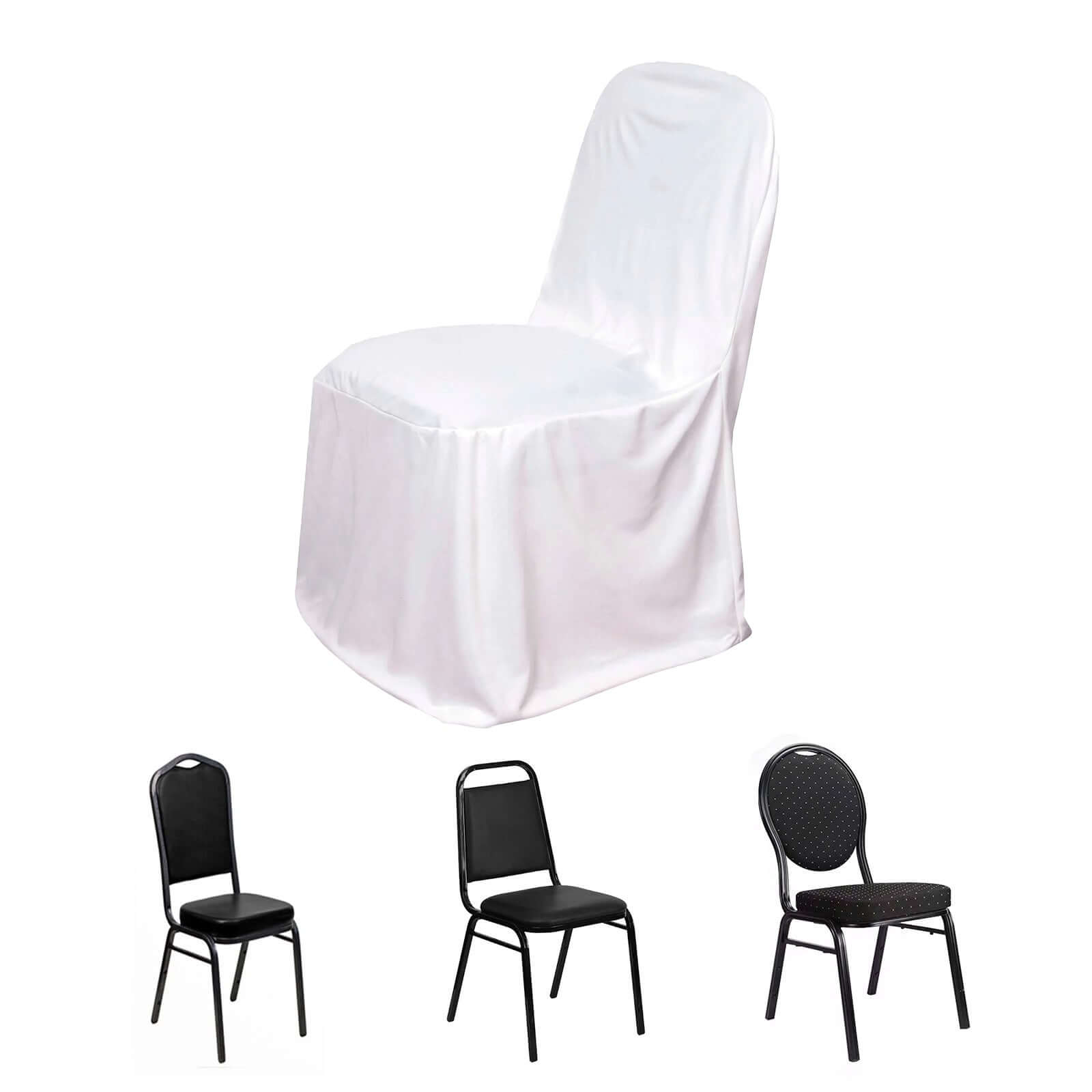 White Scuba Stretch Slim-Fit Chair Cover for Banquets, Parties & Ceremonies - Wrinkle-Free & Durable