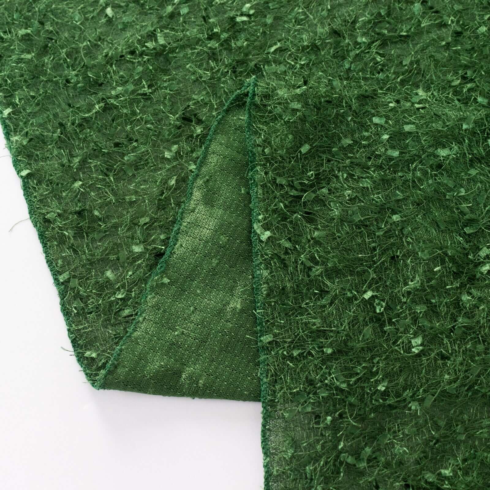 Premium Green Polyester 120 Round Tablecloth with Shaggy Fringe