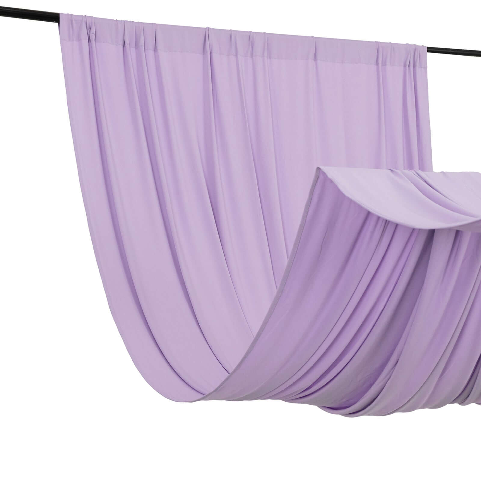 Wrinkle-Free Lavender Spandex 4-Way Stretch Event Curtain Drapes with Rod Pockets, 5ft x 14ft
