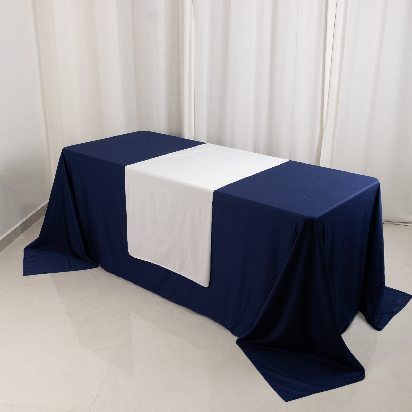 Extra Wide White 24x72 Premium Polyester Table Runner for Custom Event Branding