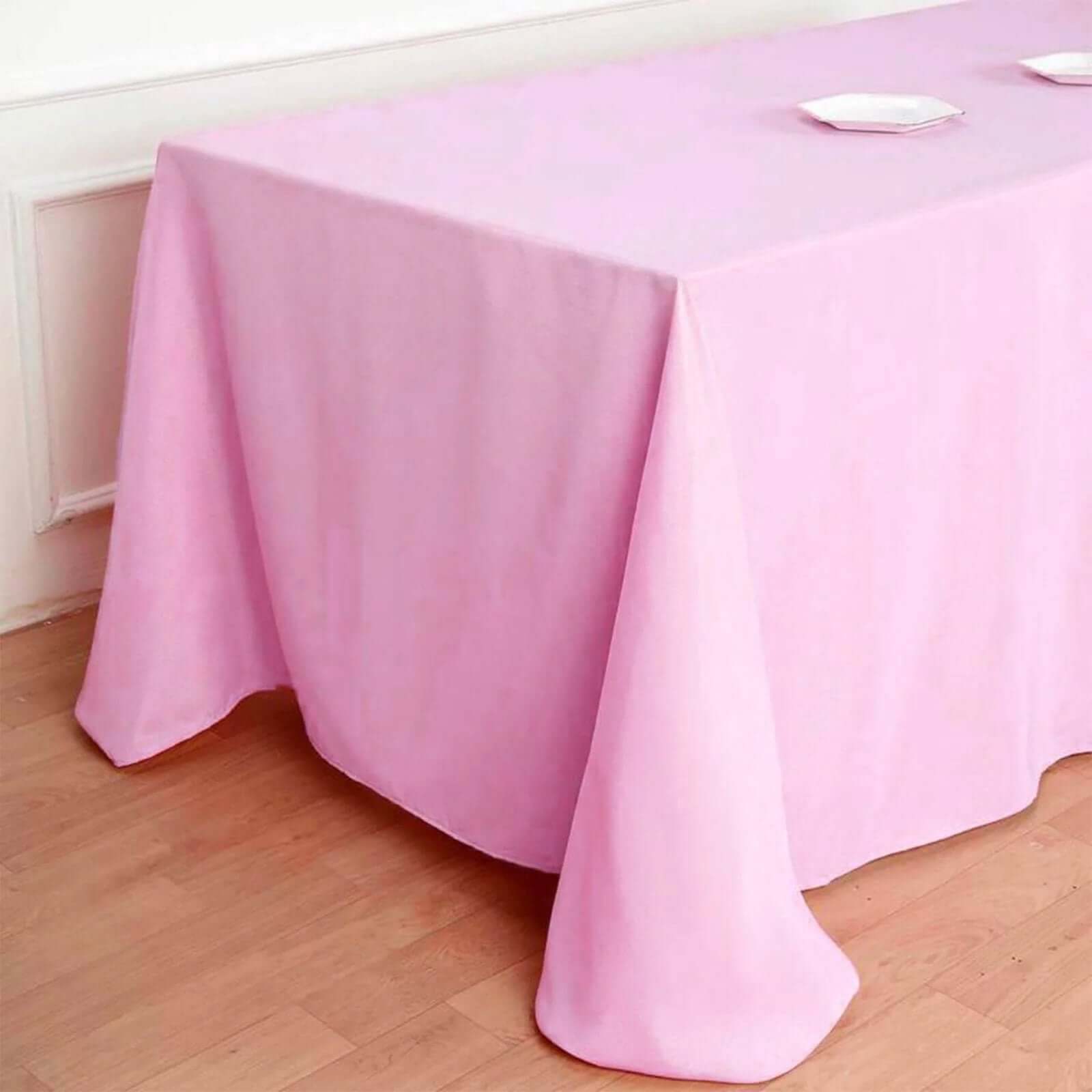 Pink Seamless Wrinkle-Resistant 90x132 Polyester Rectangle Tablecloth