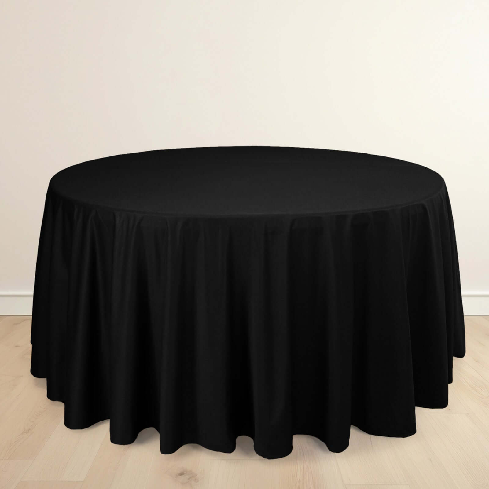Exclusive Premium Black 120' Round Scuba Tablecloth - Wrinkle & Stain Free for Weddings & Events