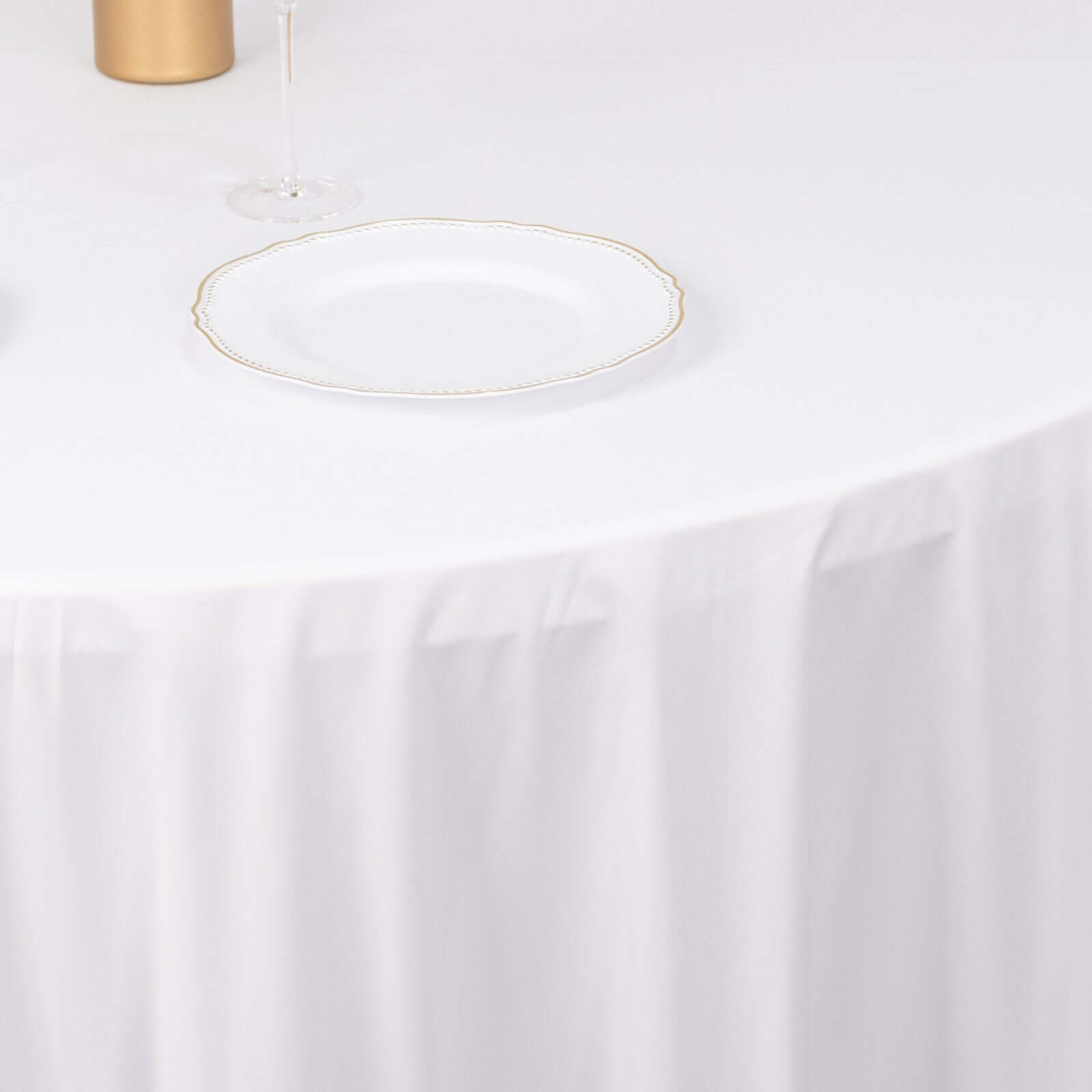 Exclusive Premium Scuba 120-Inch Round White Tablecloth - Wrinkle & Stain-Free for Weddings and Events