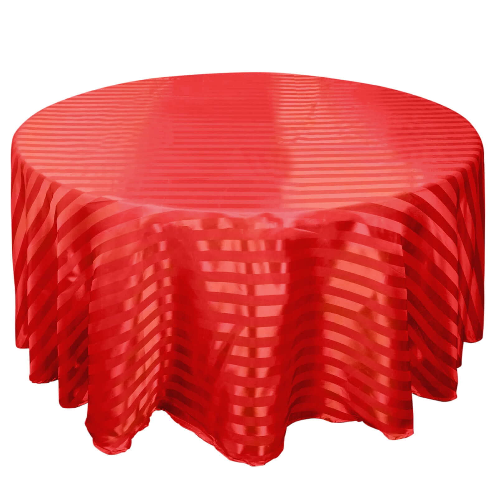 Satin Striped 120 Round Tablecloth Red - Silky Smooth Seamless Table Cover
