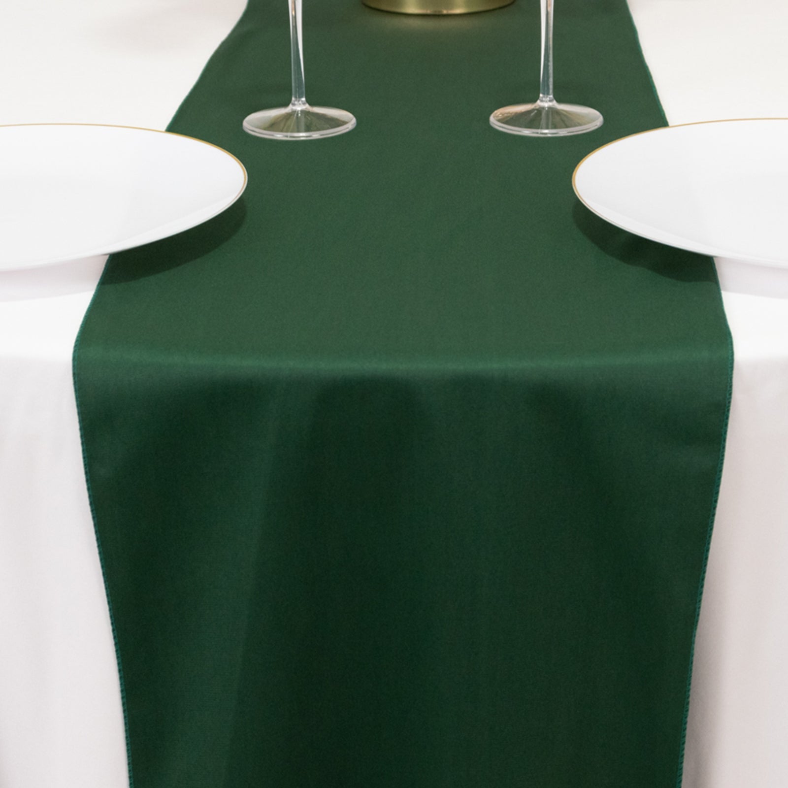 Exclusive Wrinkle-Free Hunter Emerald Green Scuba Polyester 12x108 Table Runner