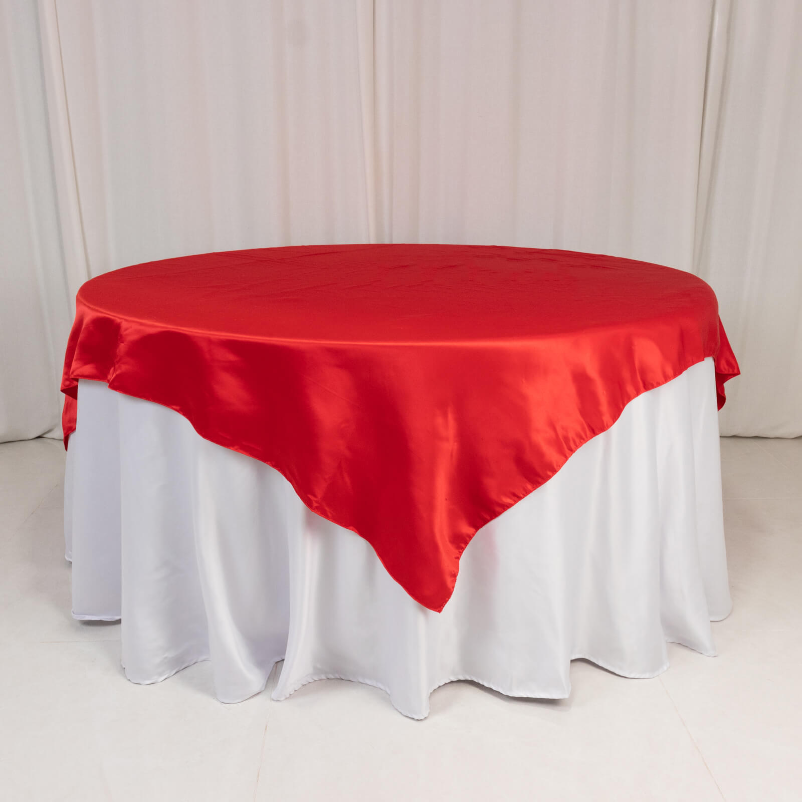 Hot Sale! Red Lamour Satin Square Table Overlay 72x72 for Various Events