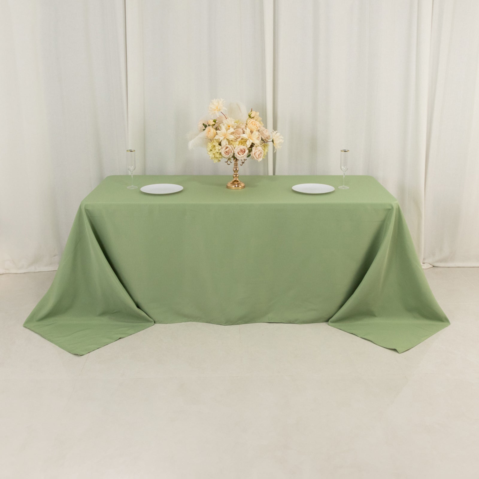 Exclusive Sage Green 90x132 Premium Polyester Seamless Tablecloth - Stain-Resistant