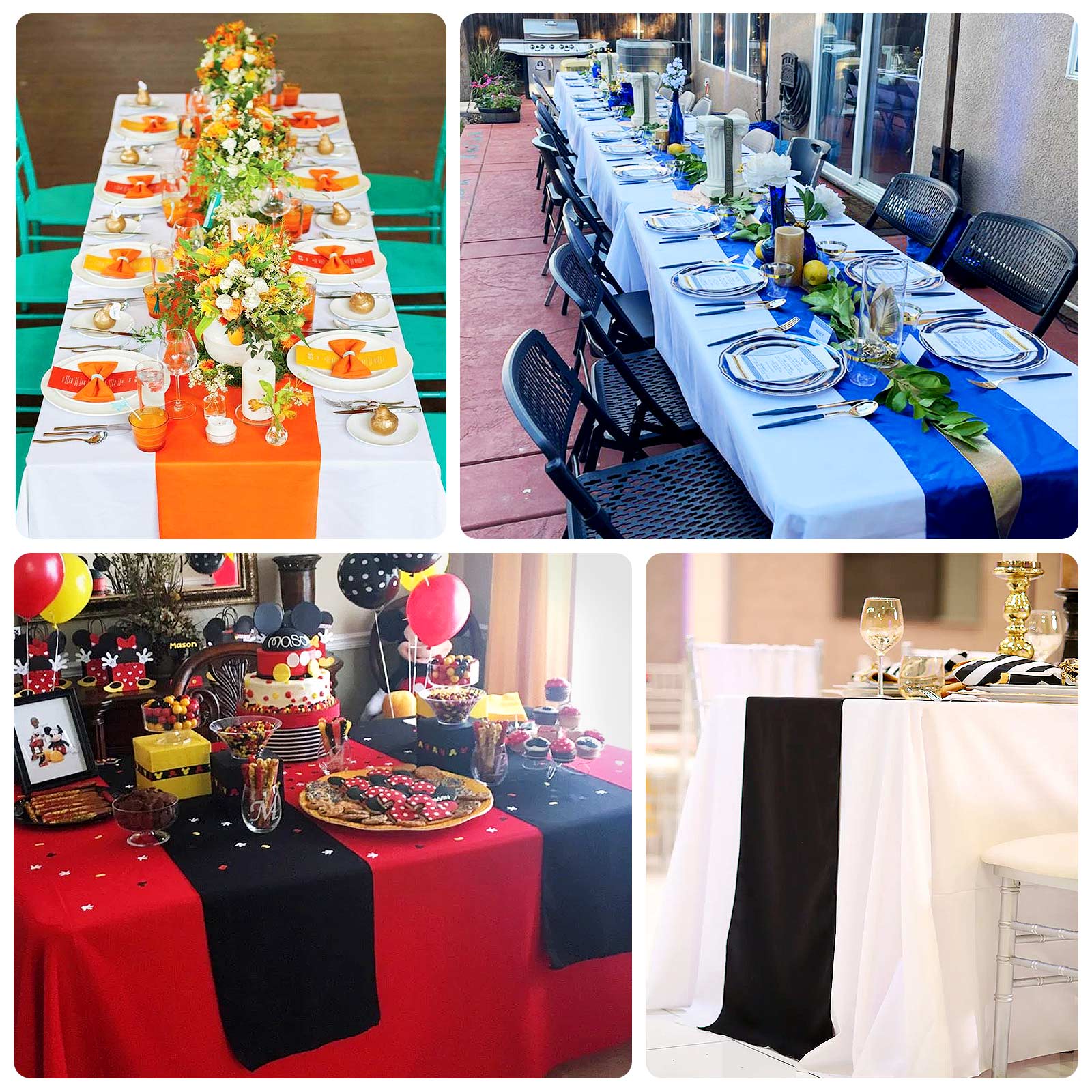 Premium Wrinkle-Free White Scuba Polyester Table Runner (12x108) for Events & Weddings