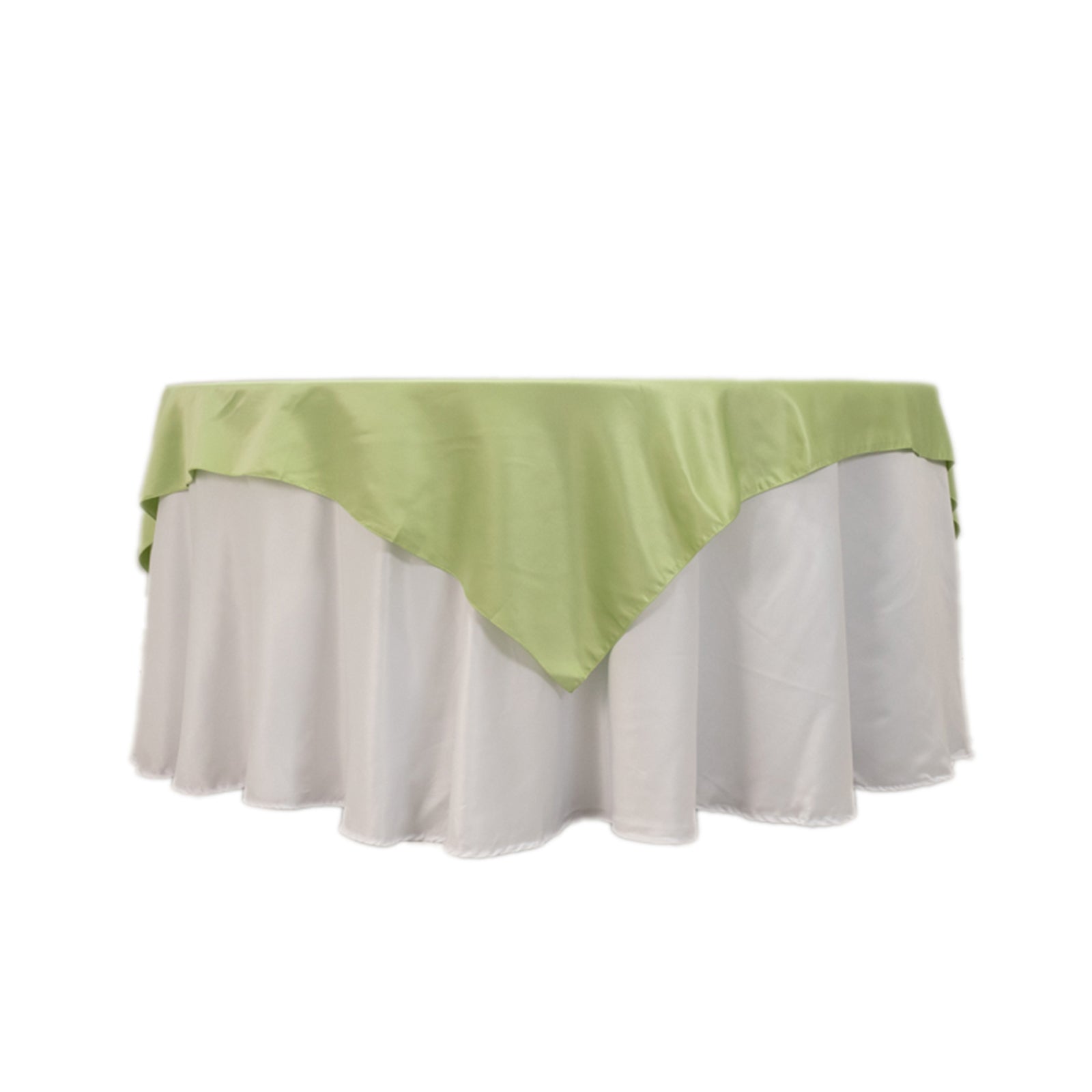 Sage Green Lamour Satin 72x72 Square Table Overlay with Smooth Finish