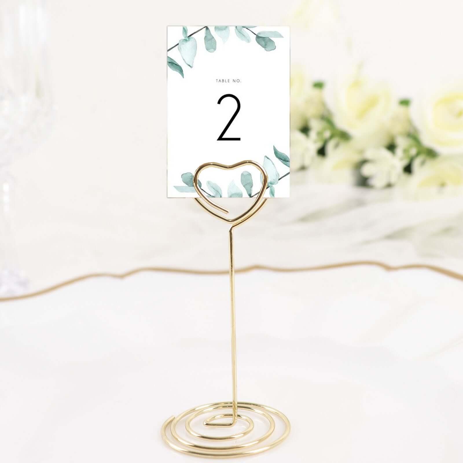 10-Pack Gold Metal Heart Design Card Holders - Ideal for Wedding Table Numbers and Menu Clips