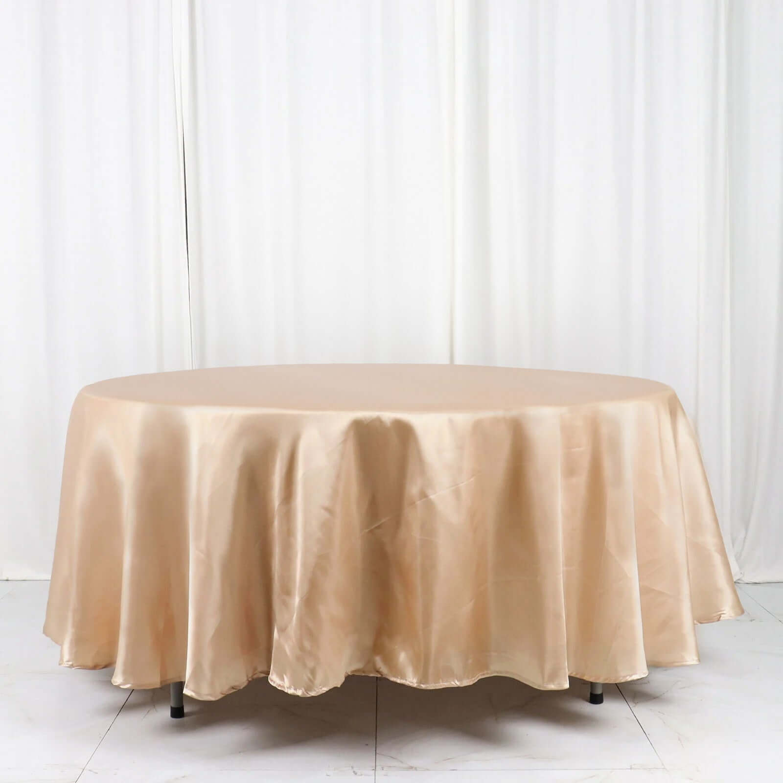 Special Offer! Nude Satin Round Tablecloth 108 Inches - Smooth and Lustrous Table Cover
