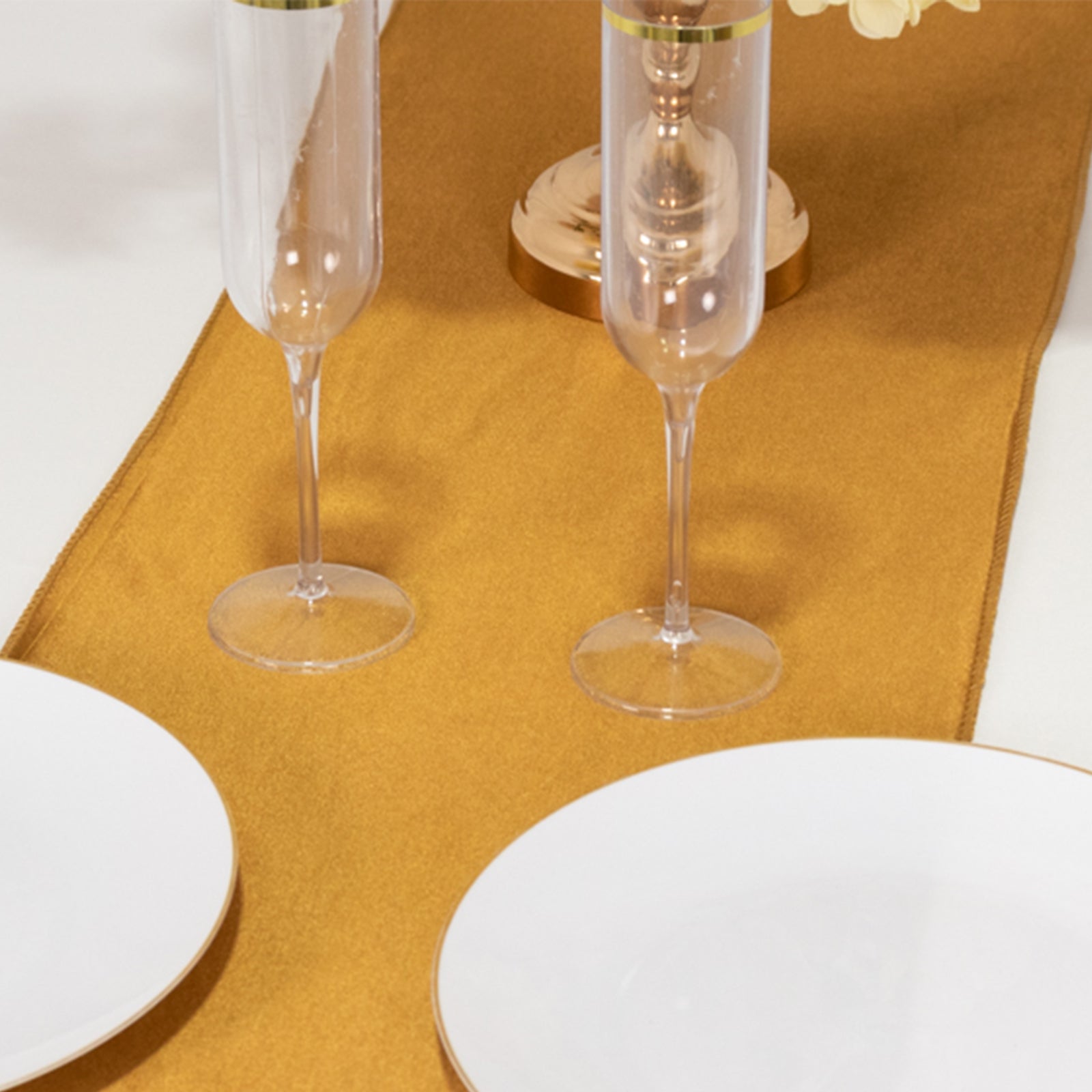 Hot Deal! Wrinkle-Free Shimmer Gold Scuba Polyester Table Runner for Events and Banquets (12x108)