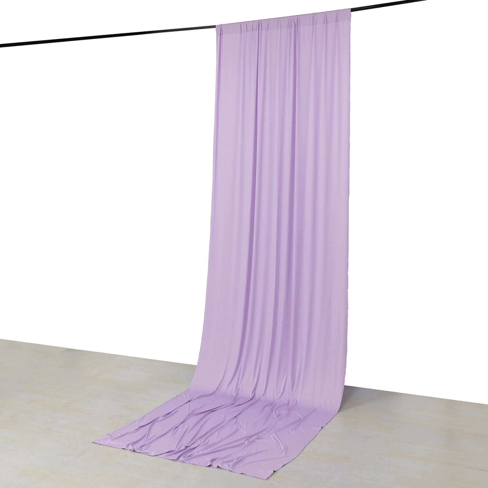 Wrinkle-Free Lavender Spandex 4-Way Stretch Event Curtain Drapes with Rod Pockets, 5ft x 14ft