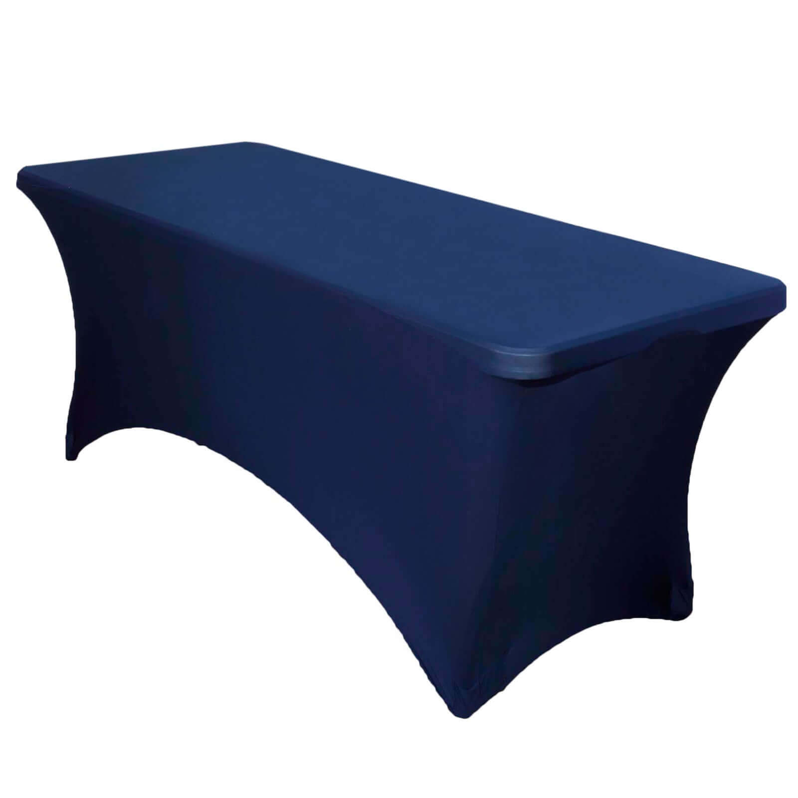 Durable Navy Blue 6ft Stretch Spandex Rectangle Tablecloth for a Perfect Fit