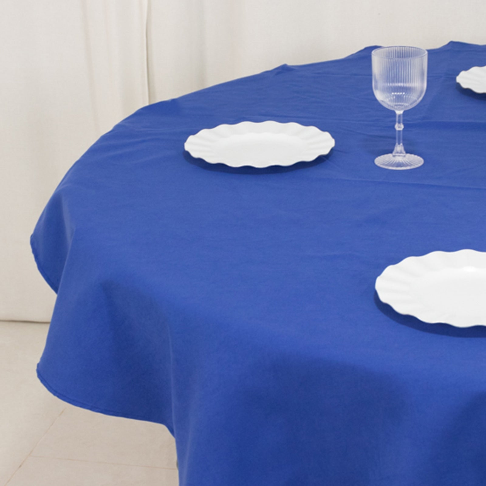 Exclusive Royal Blue 70" Cotton Blend Round Tablecloth - Wrinkle-Free and Ideal for Events